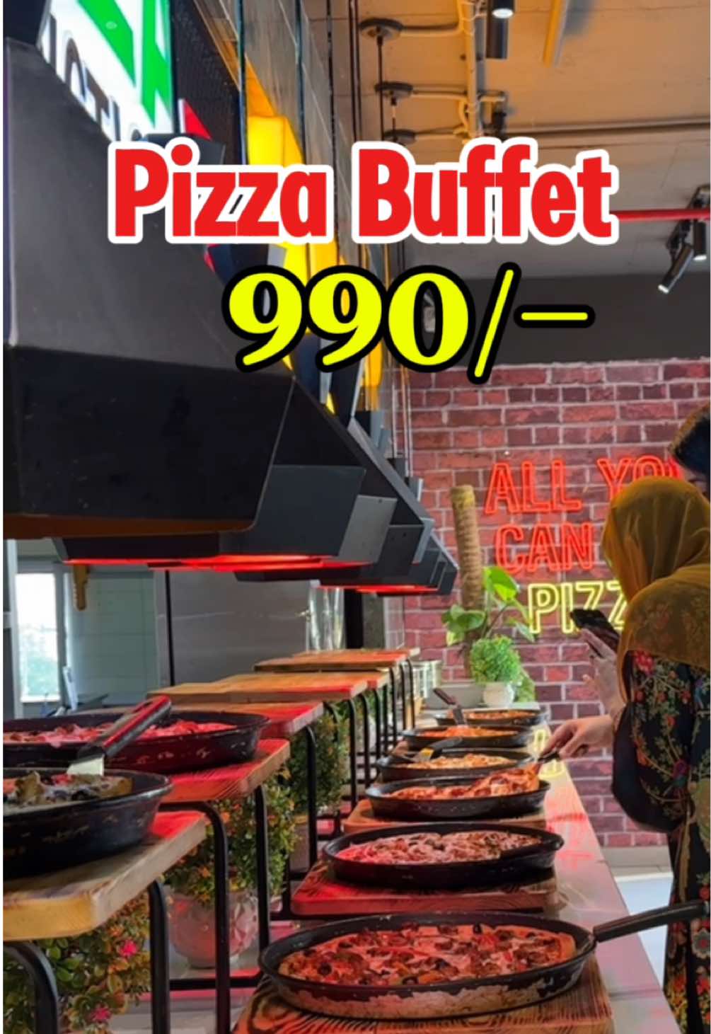 Unlimited Pizza Buffet for Just 990/-! 🍕🔥 20 delicious flavors, endless pizza, plus salad, fruit chaat, cream chaat, pasta, and more! 😍 Eat as much as you want for only 990! 🏷️✨