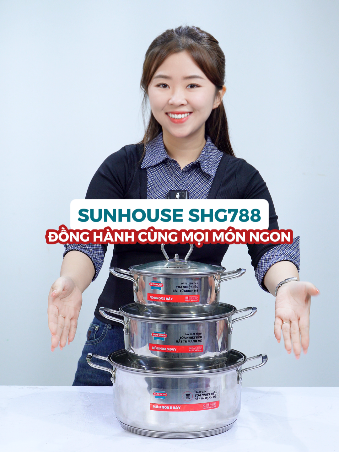 Bộ nồi inox 5 đáy Sunhouse SHG788 #SUNHOUSE #Ưuđãi #Sale #giadụng #sứckhoẻ #bộnồi #inox #5đáy 