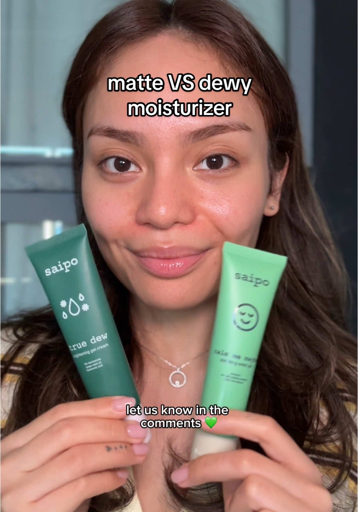 are you team matte moisturizer or team dewy moisturizer? 💗💚 btw, you can use any moisturizer that fits your preferences! this is just a guide for skincare newbies ☺️ #saipo #saipoPH #skincarePH #skincare #skincaretiktok #skintok #saiposkin #dewyskin #skincareroutine #moisturizer 