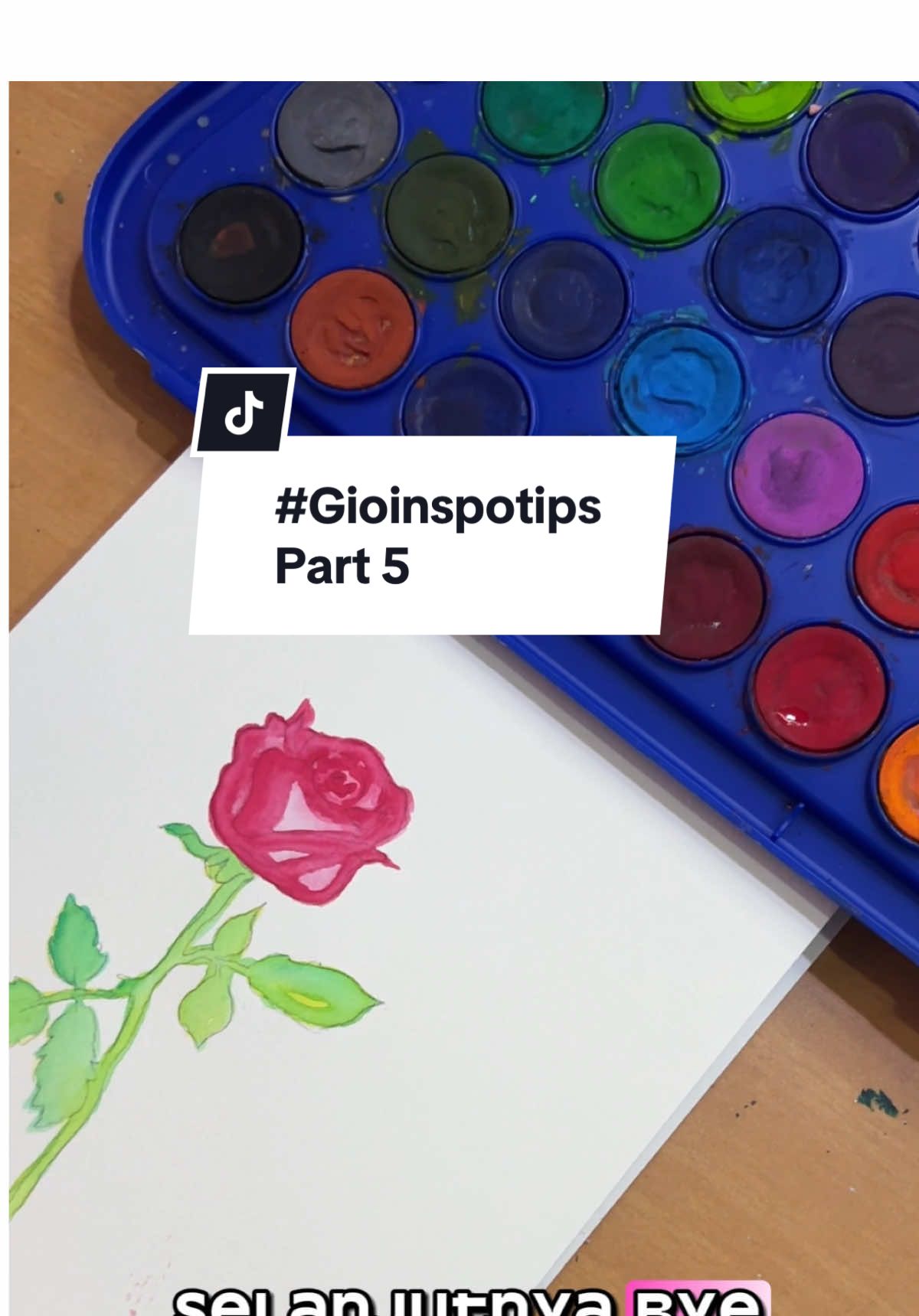 Tips bikin mawar merah buat pemula #giorgioneid #painting #art #watercolor #watercolorpainting #redrose #gioinspotips #fyp 