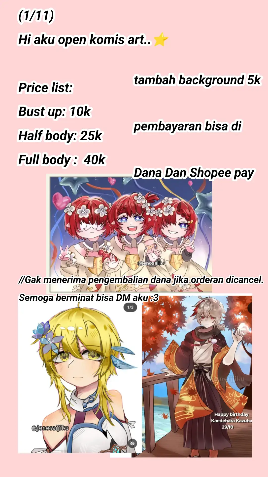 [yummy] ayooo beliii chibi pun bisa Can: -Oc -Fanart -Character -Loli/ shota -Couple/ yumeship Can't: -Nsfw -Mecha -Perhiasan yg banyak -background  File yang akan dikirim: -PNG -JPEG -PNG Transparan //Gak menerima pengembalian dana jika orderan dicancel. Semoga berminat bisa DM aku :3 #yourpage #fanart #commis #digitalart