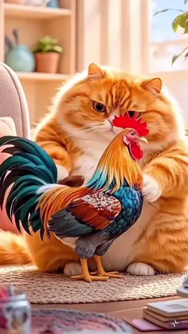 Orange Cat: From the boss of the house suddenly becomes a 'chef', turning the poor rooster into a sumptuous dinner! Who says cats can't cook? 🐱🍗😂