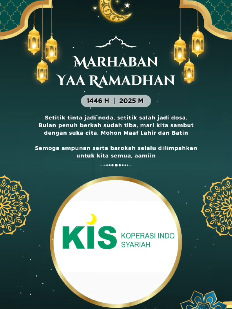 Selamat menyambut bulan Ramadhan 1446 H. Kami di PT. KOPERASI INDO SYARIAH mengucapkan semoga bulan suci ini membawa kedamaian, keberkahan, dan kesempatan untuk meperbaiki diri bagi kita semua. Mari bersama-sama menjalani ibadah puasa dengan penuh keikhlasan dan semangat😇😇😇