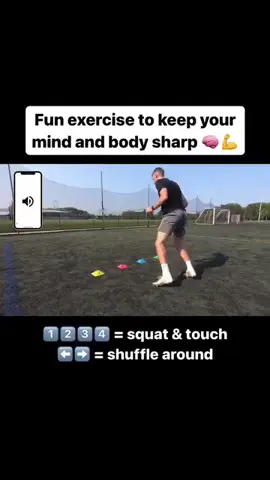 Drill name is “Touch or Turn with Audio Cues” in the SwitchedOn app!📲 . Great way to simultaneously improve physical (cardio and lower body strength) and cognitive abilities (reaction time, decision-making, and focus) 🧠💪 . Give it a try and let us know what you think 🙌 . #stayswitchedon #cognitivemotortraining #cognitivetraining #fitnessfun #Fitness #workouts #reactiontraining