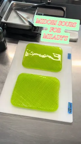 Midori Sours destined for Milady’s, a terrific bar in the West Village. #jelly #cocktails #jelloshots #bar #restaurant #asmr #asmrvideo #jelloasmr 