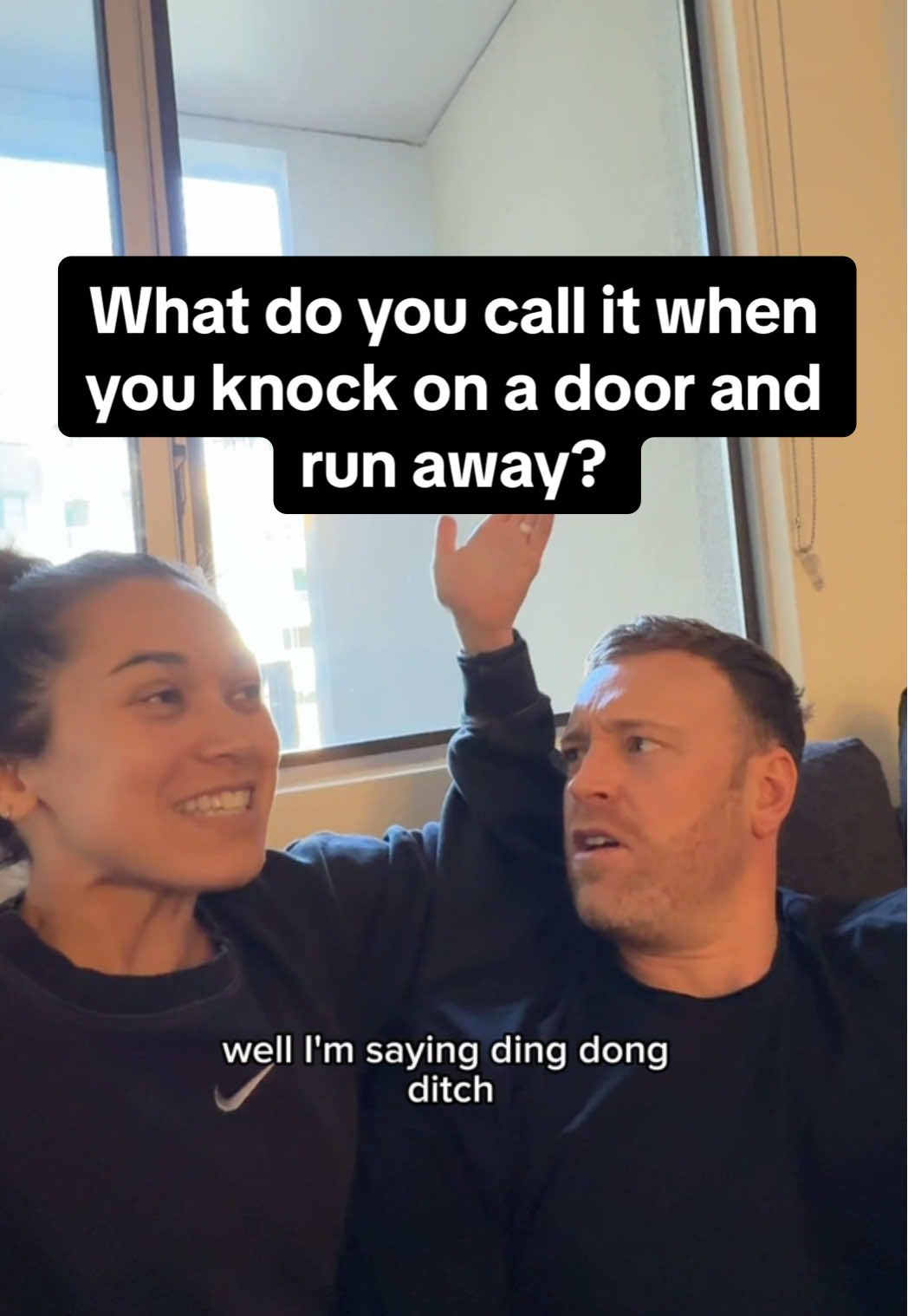 Who else says knock a door run???? Come on I think America wins on this one. Ding Dong Ditch!! 🤣  #americanvsenglish #knockadoorrun #dingdongditch #tayandalex #northernenglishman 