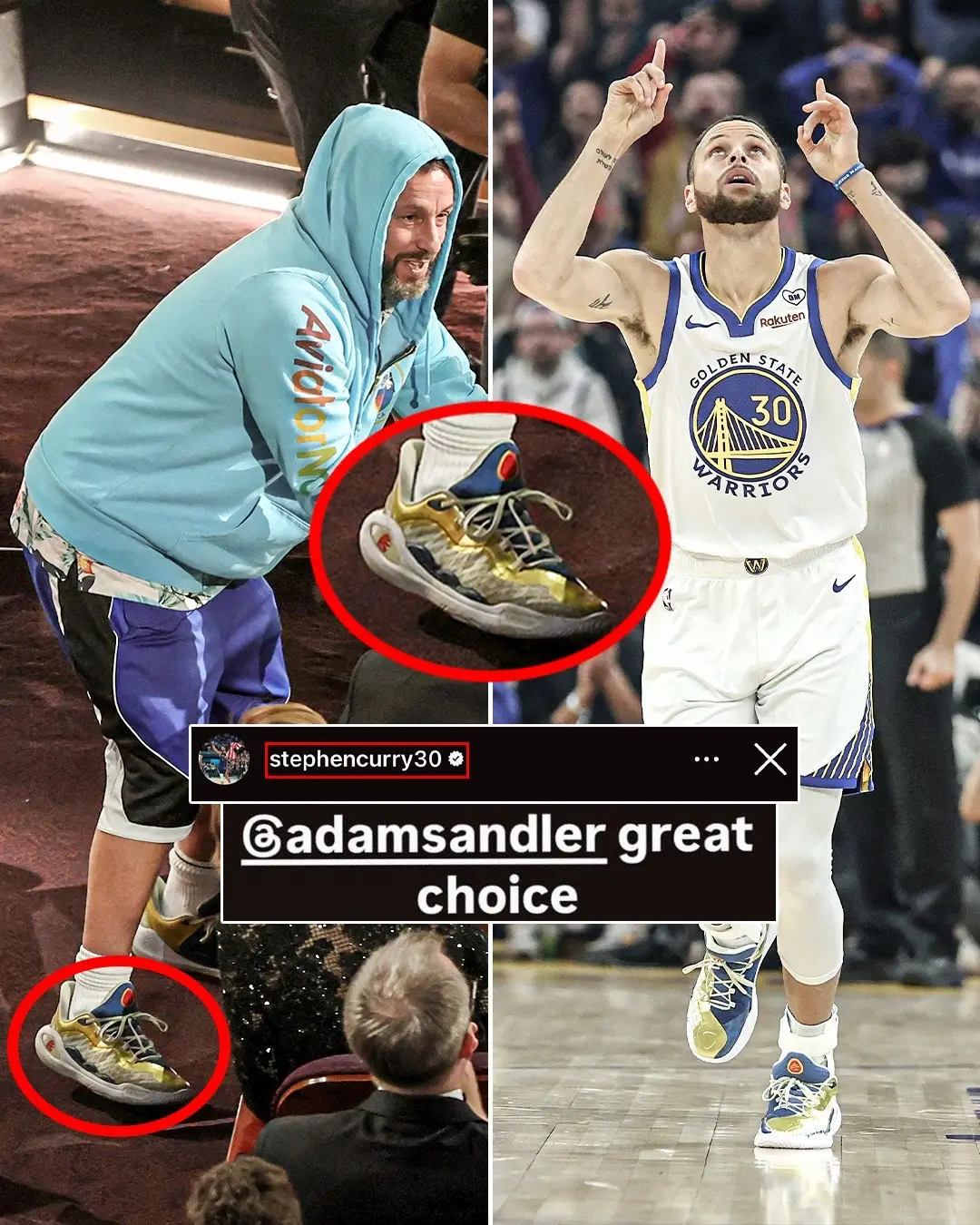 #AdamSandler was rocking Steph Curry's 