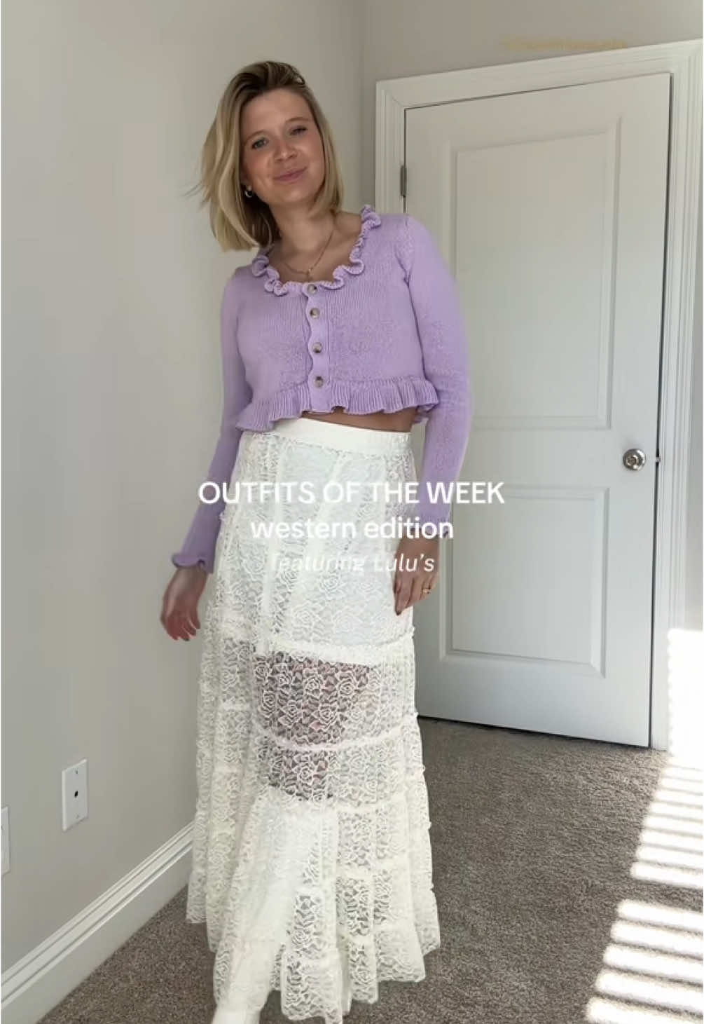 last one is my faaave!🤩 #lulusambassador @Lulus outfit deets: Something Wild Pink Floral Print Pleated One-Shoulder Crop Top Huntleigh Ivory Lace Tiered Maxi Skirt Impressively Sweet Lavender Ruffled Cropped Cardigan Undeniable Affection Ivory Strapless Maxi Dress With Pockets #lovelulus #westernfashion #western #westernwear #westernstyle #outfitinspo #outfitideas #styleinspo #fashion #OOTD #outfitinspiration