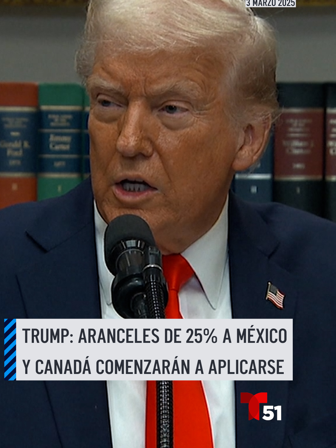 El presidente Donald Trump dijo el lunes que los aranceles del 25% a las importaciones de México y Canadá comenzarán a aplicarse desde el martes. Trump ha dicho que los aranceles son para obligar a los dos países vecinos a intensificar su lucha contra el tráfico de fentanilo y detener la inmigración ilegal. Pero también ha indicado que quiere equilibrar el desequilibrio comercial con ambos países y presionar a más fábricas para que se reubiquen en Estados Unidos. #donaldtrump  #trump  #mexico  #canada 