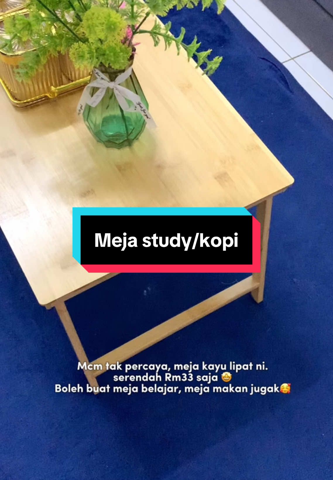 Ingat nak buat meja belajar, ehh besaq jugak. bleh buat meja kopi sekali🤩 tak guna boleh simpan. lipat ja. settle. jimat ruang#mejastudy #mejakopi 