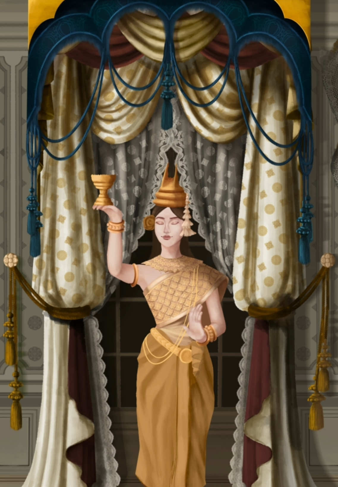 I did a little animation for my latest artwork✨🫶🏻 hope you like it🥰🫶🏻 #RositaArt #procreate #artwork #digitalart #fyp #art #apsara #khmerart #khmer #animetion #procreatedreams 