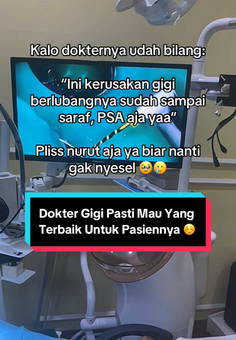 Daripada langsung dicabut nanti nyeselnya belakangan, lho! 😌 Intinya, selagi gigi masih bisa dipertahankan baiknya dipertahankan, ya! 👌🏻🦷 Percaya deh, sebagus dan semahal-mahalnya gigi palsu tetap tidak akan bisa menggantikan kenyamanan gigi asli 🙂‍↔️🙅🏻‍♀️ #psa #rootcanaltreatment #tambalgigi #gigiberlubang #sakitgigi #klinikgigi 