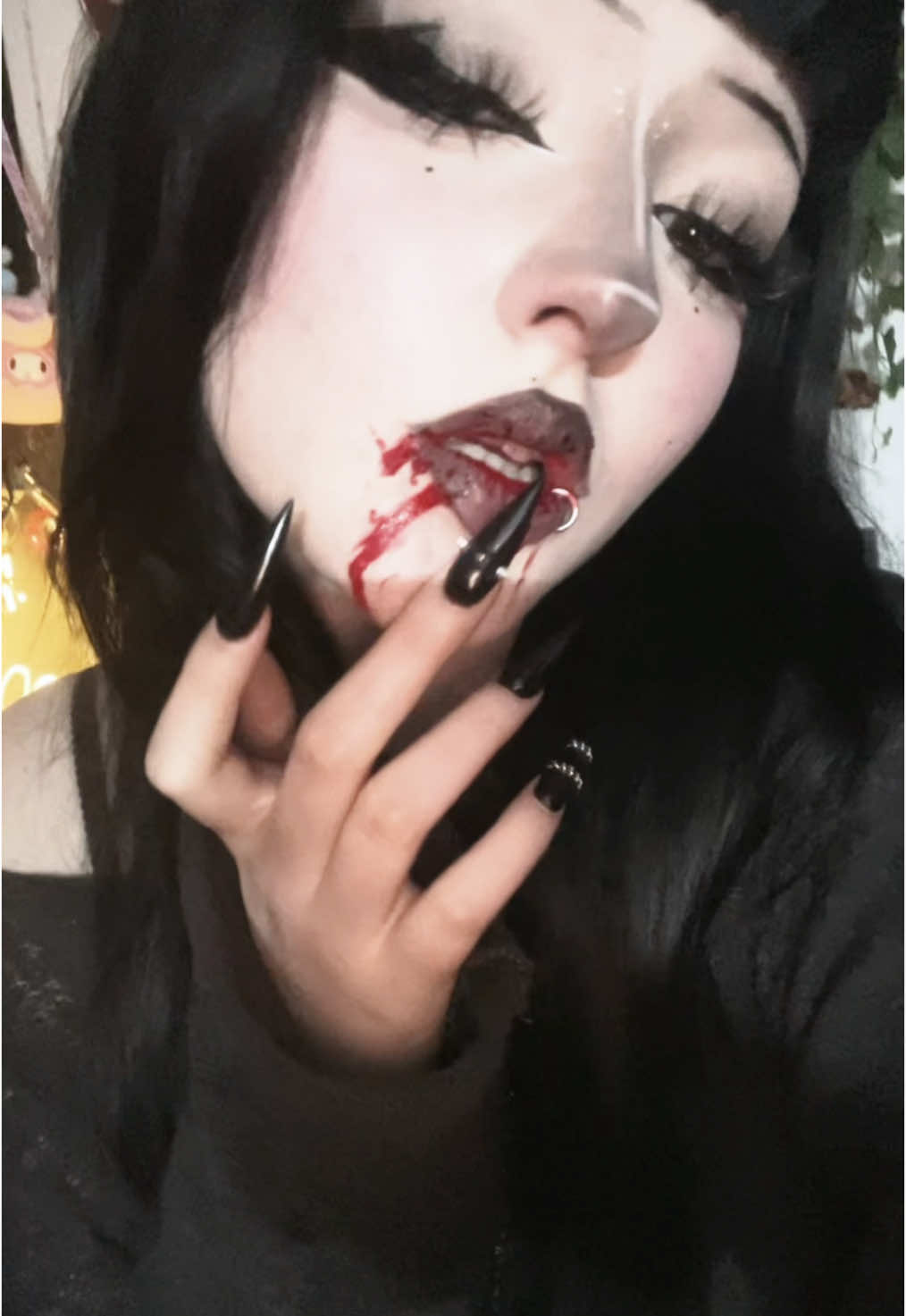 I drink your blood and I eat your skin #fyp #4you #fakeblood #alt #makeup #piercing 