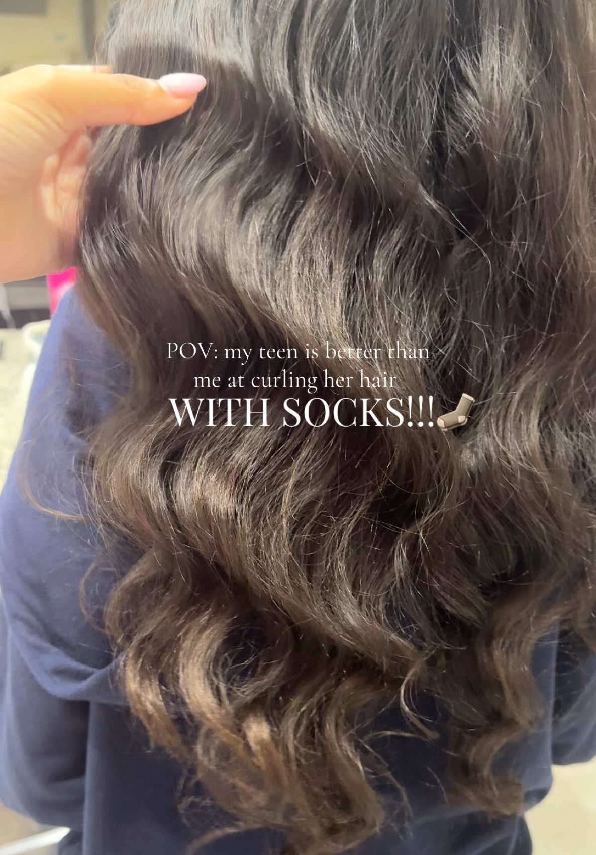 No bc I need her to do mine now too! #teen #daughters #teengirl #hairhacks #hairhack #hairtoks #sockcurls #heatlesscurls #teenmom #hairtrends 