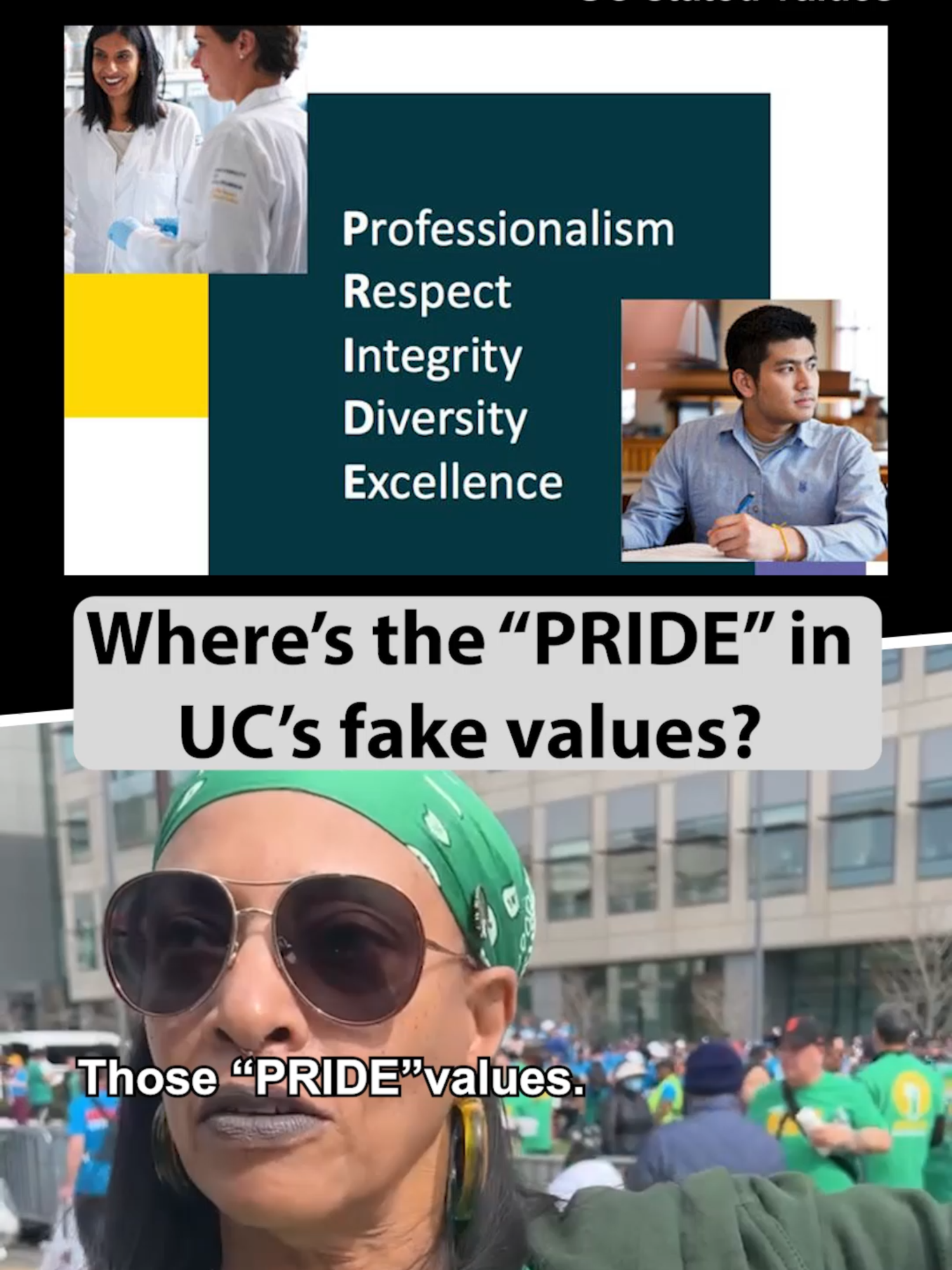 Despite the smoke and mirrors of UC's commitment to their supposed values, the university is failing to treat their workers with respect and pay them what they deserve. The recent double strikes led by @afscmelocal3299 and @uptecwa shows who really makes the university run and the values they are fighting for on the line.