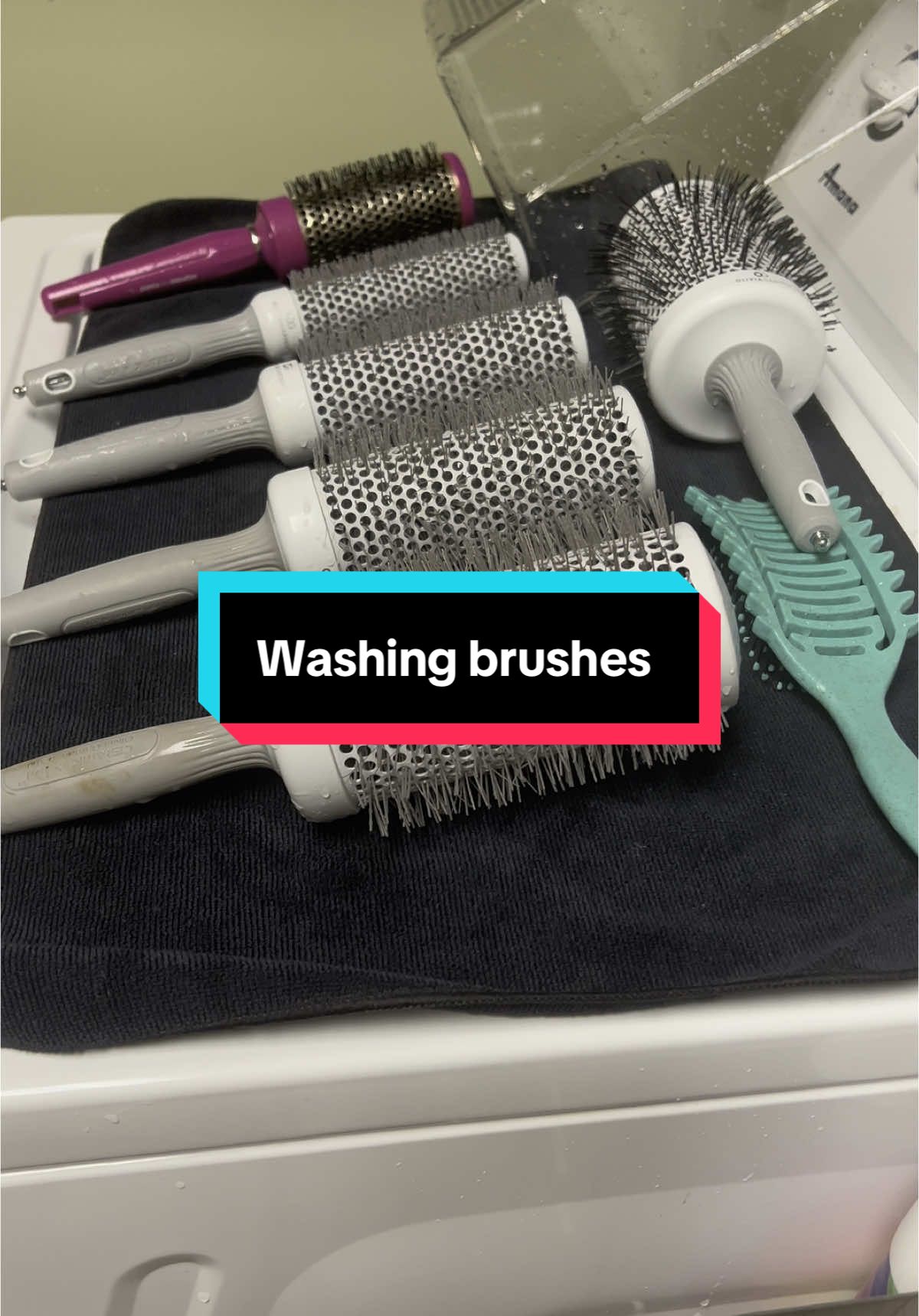 Washing brushes. So satisfying.  . #asmr #hairstylist #washingbrushes #cleaningasmr #salonasmr #relaxing #satisfyingvideos #sanitize #asmrsounds #asmrtiktoks #asmrcleaning 