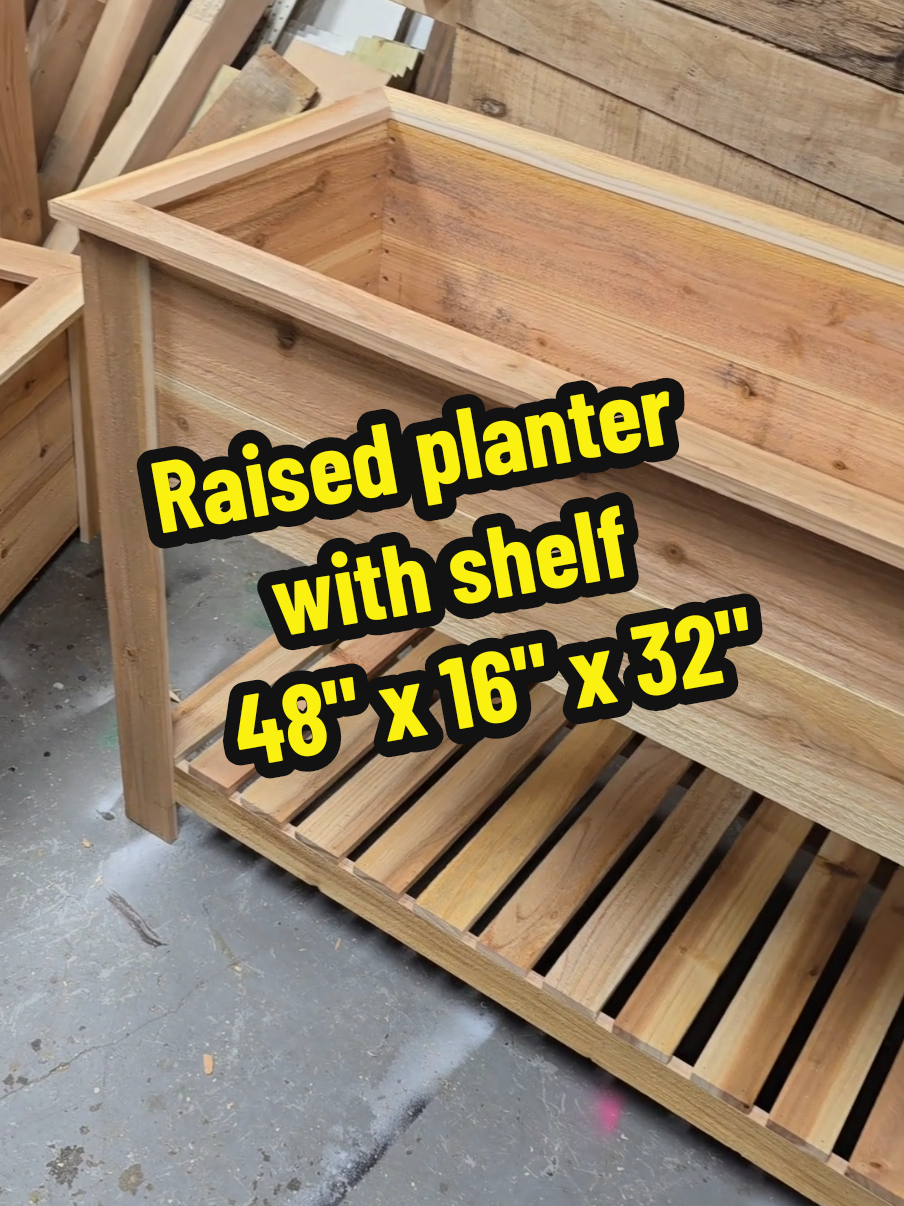 Diy raised planter box with shelf! #woodworking #woodwork #woodworker #woodworkingproject #DIY #diywoodworking #diyproject #woodtok #woodworkingcommunity #planter #flowerbox #garden #gardenproject 