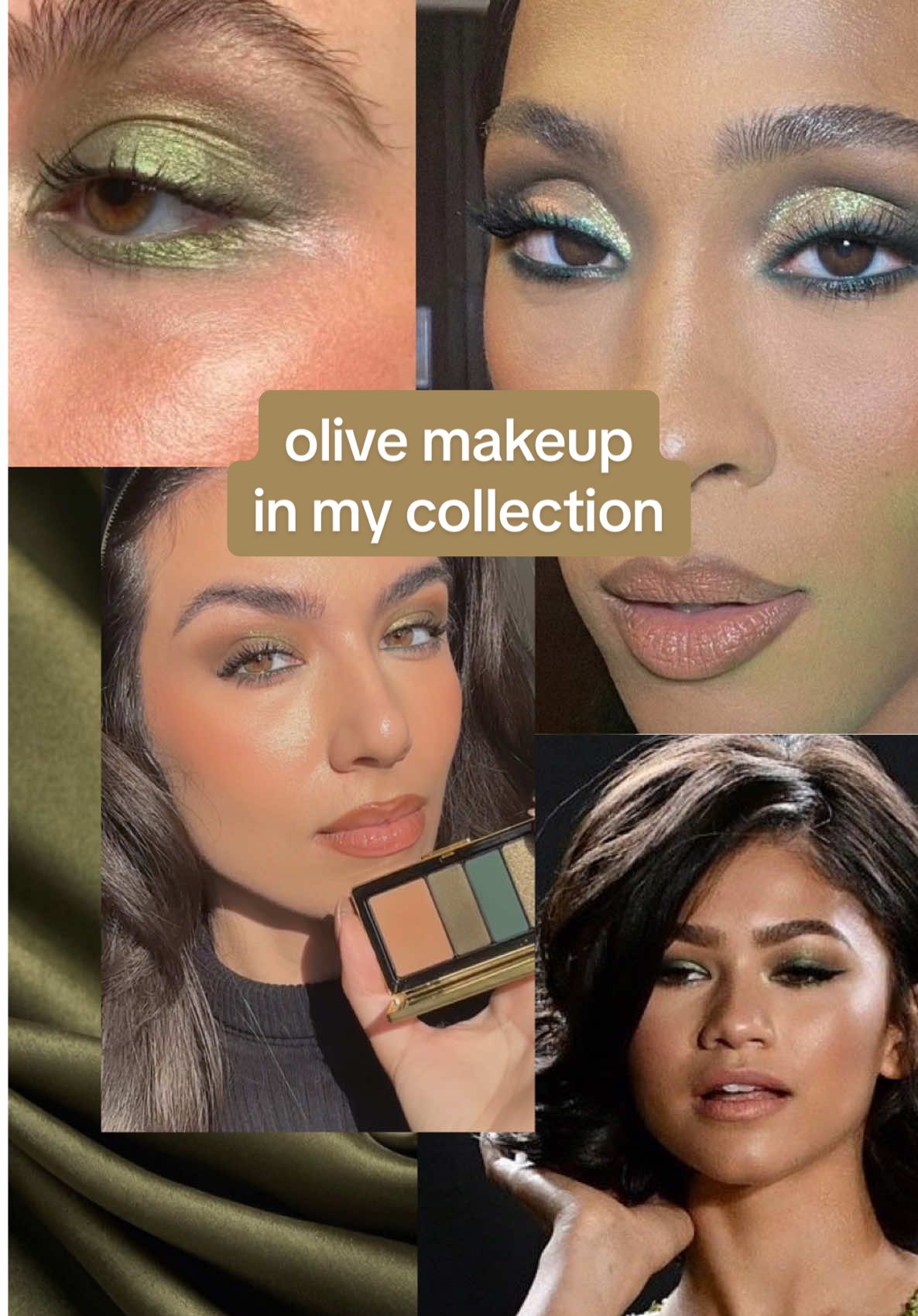 olive green makeup in my collection 🫒 @Victoria Beckham Beauty eye wardrobe in olive and sequin green eyeliner  @Natasha Denona yucca palette  @Hourglass Cosmetics vivid scattered light and forest eyeliner  #oliveeyeshadow #oliveeyeliner #olivemakeup #greenmakeup 