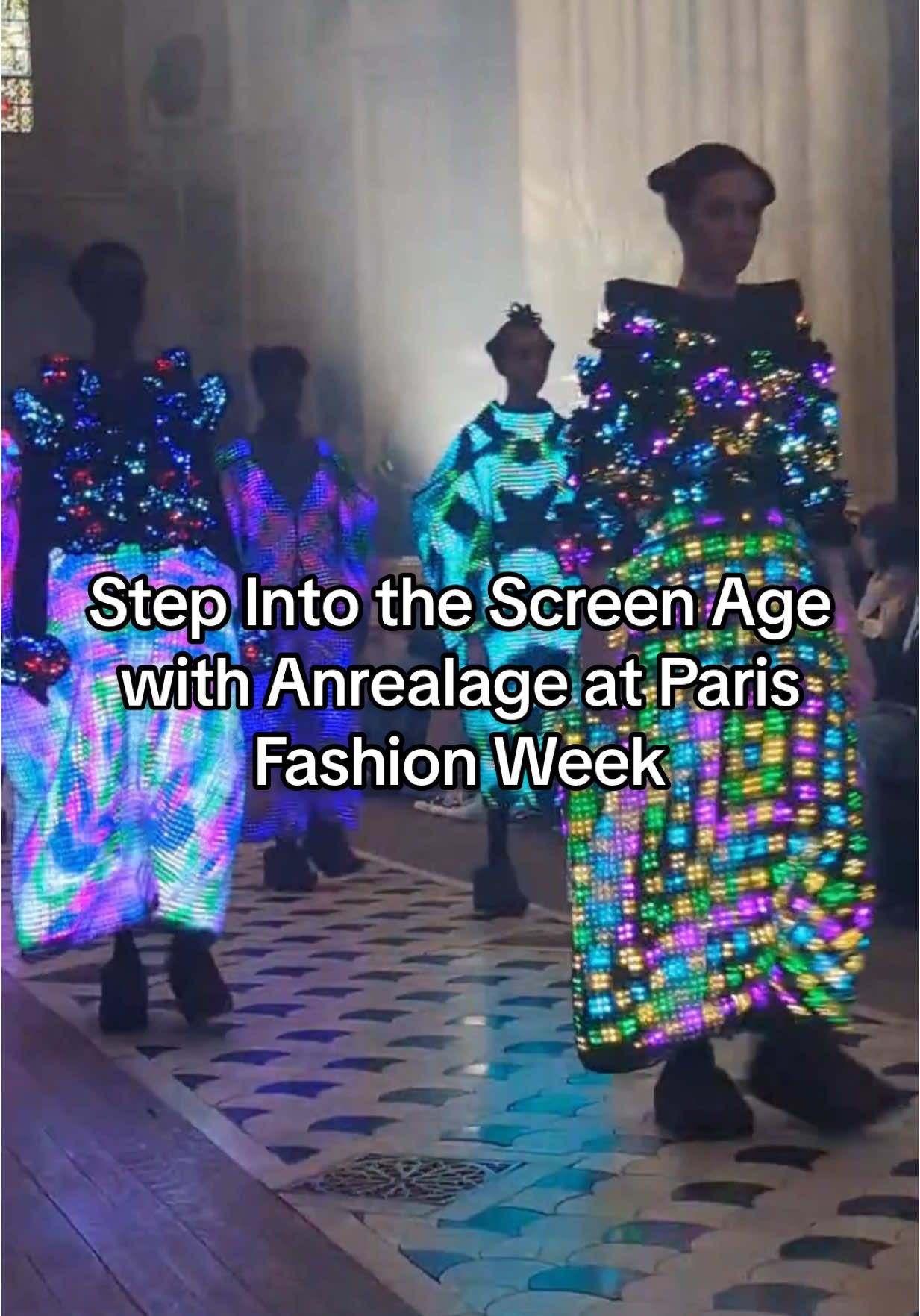 Welcome to the dawn of the Screen Age, where our clothes transform us into moving images. For #Anrealage’s fall 2025 show at #ParisFashionWeek, Kunihiko Morinaga considered a future in which clothes become screens, changing in an instant to display images according to the wearer’s mood. #TikTokFashion 