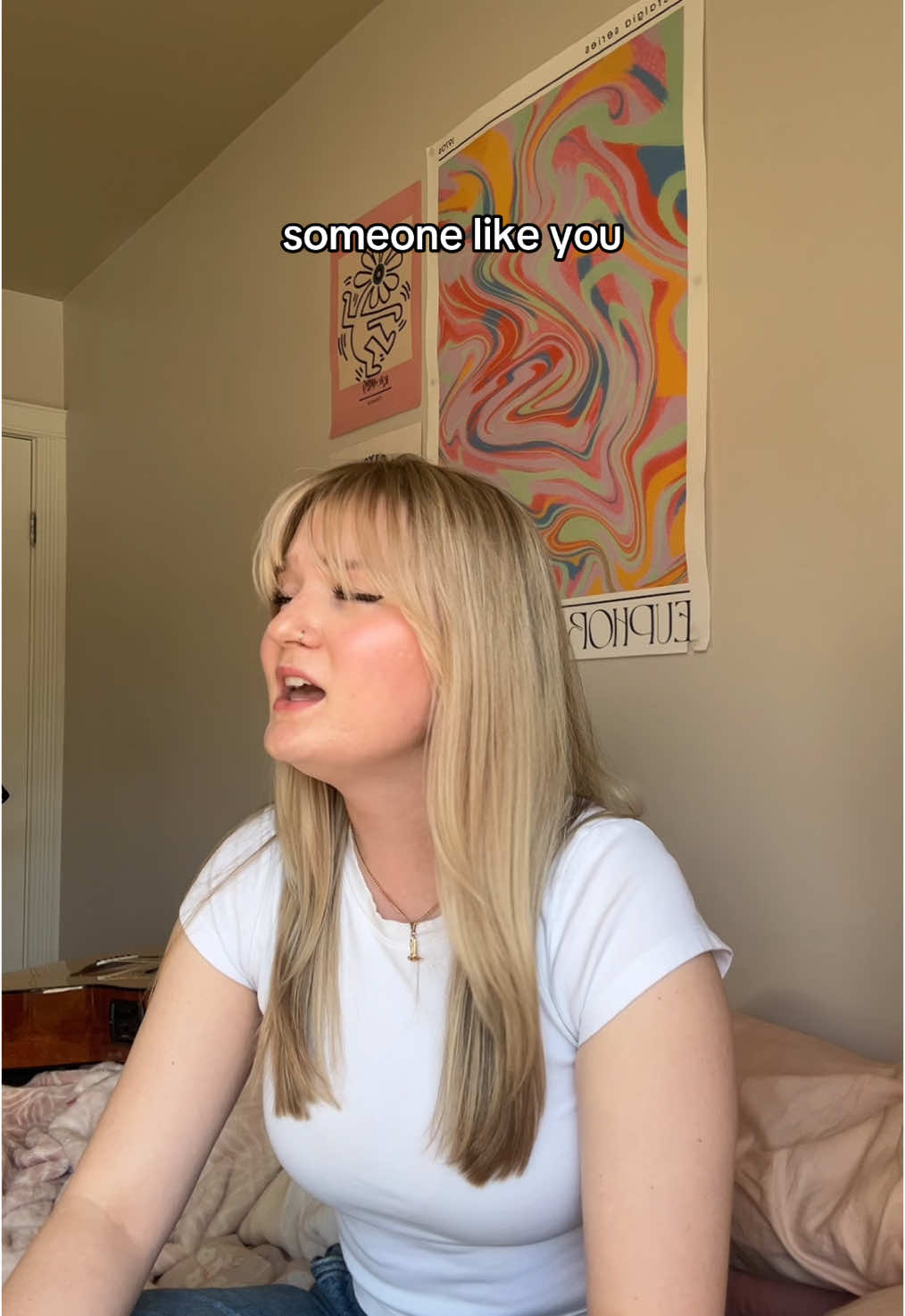 Couldn’t get my bangs out of my eyes for this one  #someonelikeyou #adele #cover #singing  