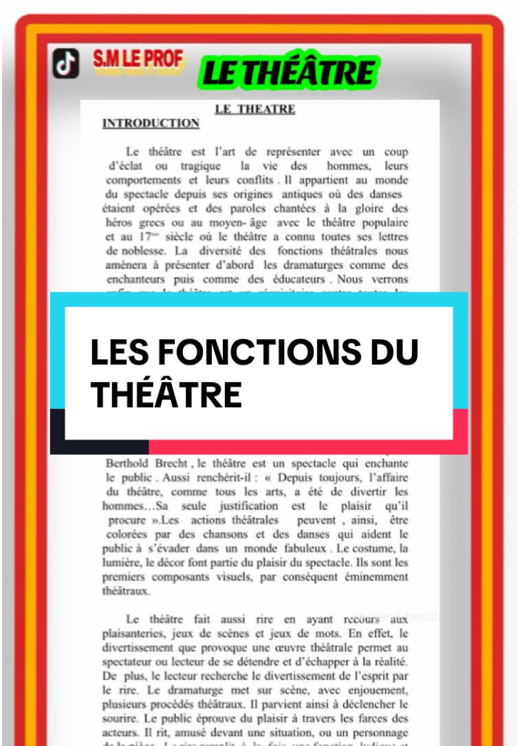 Le théâtre et ses fonctions #pourtoi #theatre #vourssurletheatre #fonctiondutheatre #lesfonctionsdutheatre #fonction #pourtoi 