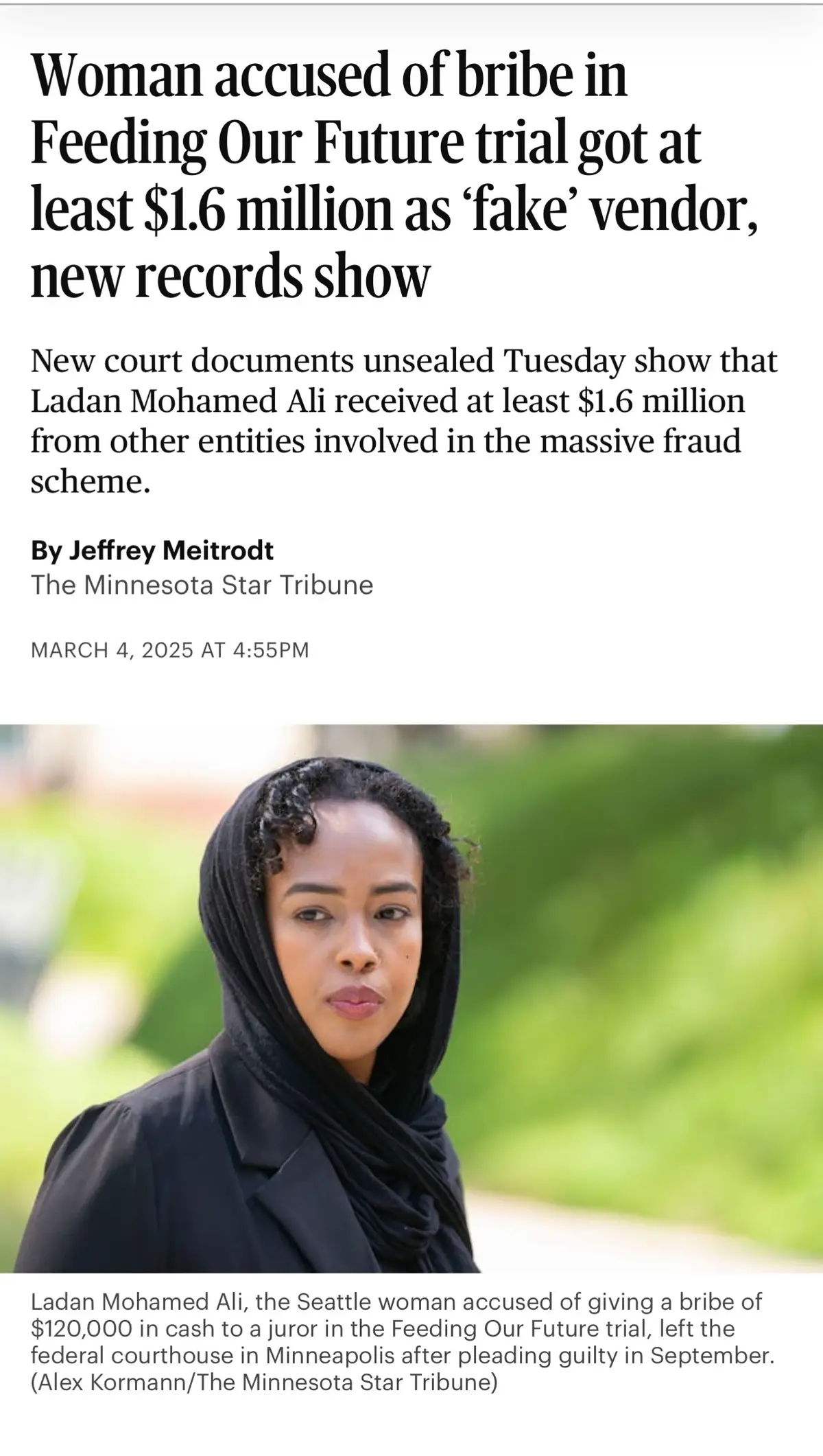 #Woman accused of bribe in Feeding Our Future trial got at least $1.6 million as fake' vendor, new records show#Woman #usa #fypシ゚viral #youpage #minnesota #minneapolis #Feeding #Our #future #somali #somalitiktok #somalitiktok12 #puntlander🇸🇱 #somalitiktok #mareexanpowers🇱🇺💪 #jubalandtiktok🇸🇱 #warsangali🇧🇸🦁💪❤ #majeerteen #viral 