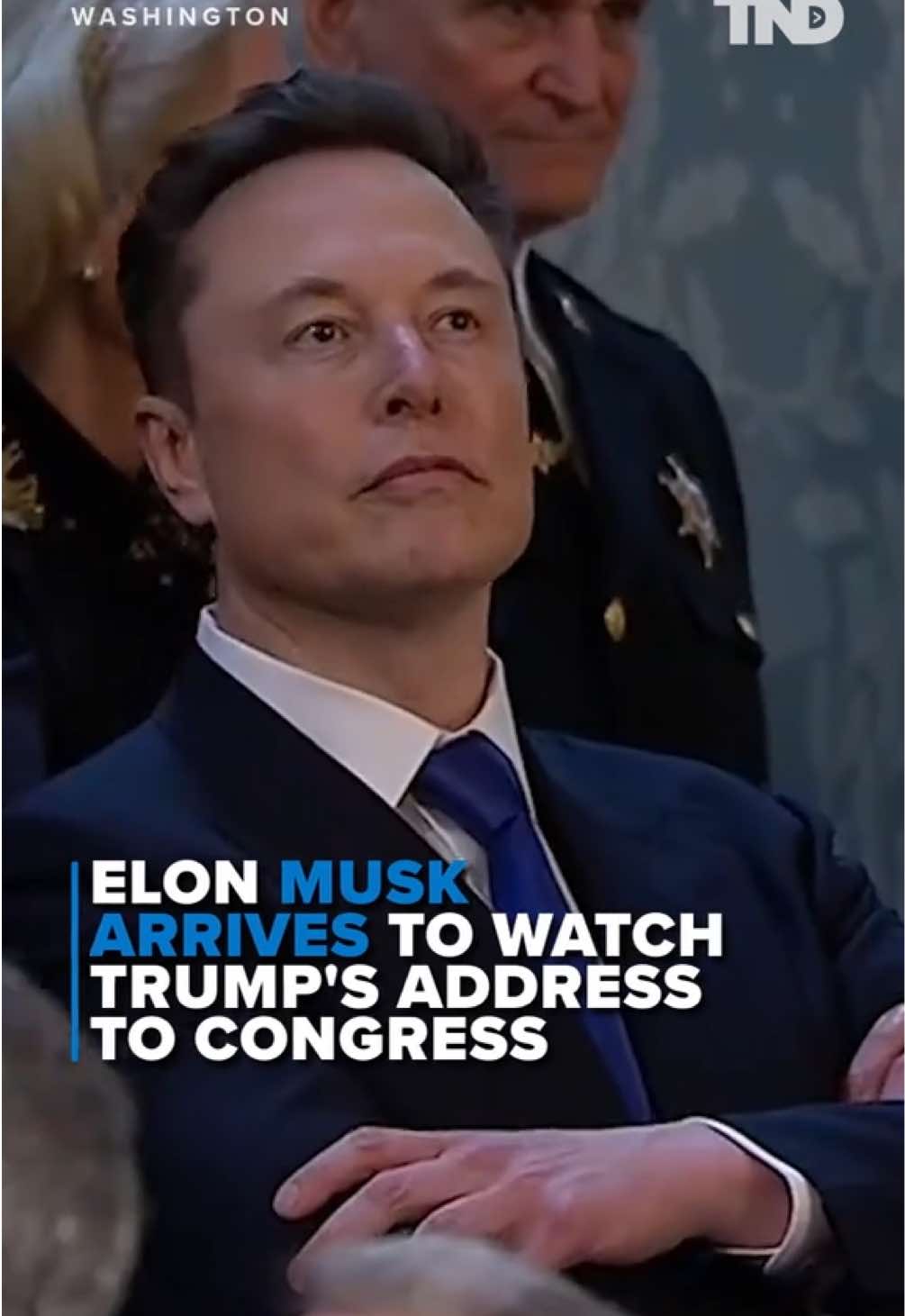 Billionaire and head of the Department of Government Efficiency (DOGE), Elon Musk arrives to watch President Donald Trump address congress. Musk has spearheaded massive government spending cuts and a reduction in the federal workforce under the Trump administration. #elonmusk #doge #trump 