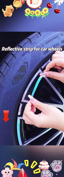 Rainbow wheel stickers make your car look cool at night#ShopVideoCarnival #Springtok  #Reflectivestrips#Cargoodies #Carsupplies #Car 