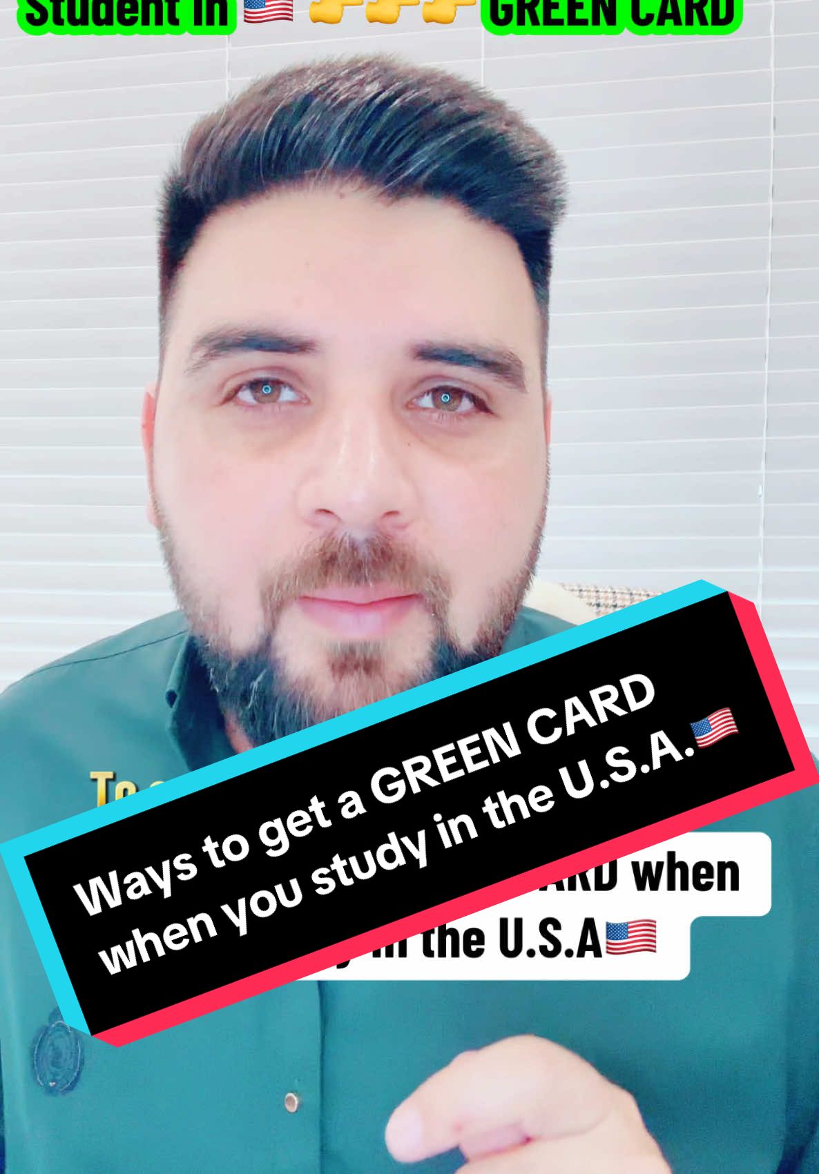 Khawar Awan explains the different ways to go from an F-1 student visa to a green card: 🧑‍🎓1). Employment based Green Card. ✅ After Graduation apply for OPT and then get sponsorship from your employer, first for H1-B and then for a GREEN CARD.  💍2). Marriage based Green Card. 👍3). Self sponsorship. ⚠️4). Asylum ✅ If u r personally persecuted or have fear to be persecuted on your going back to home country or belong to a persecuted group.  💰5). Investment-based Green card. (EB-5). 🚀🚀 Plenty of options, you just need to find the one that suits your circumstances. #f1 #fypシ #usvisa #adjustmentofstatus #immigrationlaw #immigrationconsultant #usimmigration #usimmigrationnews #traveltousa #foryoupage❤️❤️ #fypシ゚viral #b1b2 #khawarawan049 #awanlinksllc #studentvisa #greencard #h1bvisa #eb5 #marriagevisa #asylum 