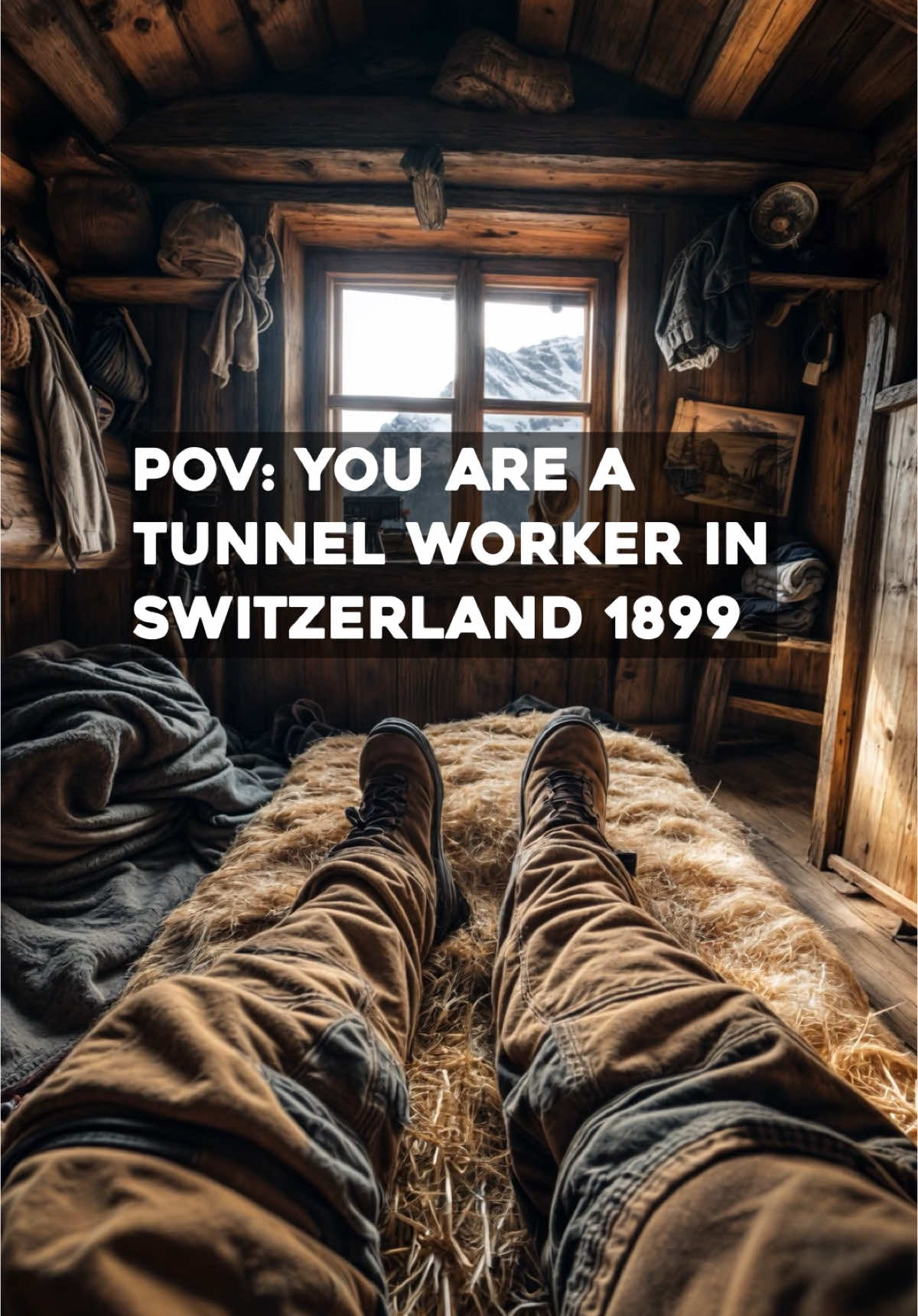 POV: You are a tunnel worker in Switzerland, 1899 - waking up to a new day in the Alps. 🏔⛏️ #switzerland #alps #ai #history 