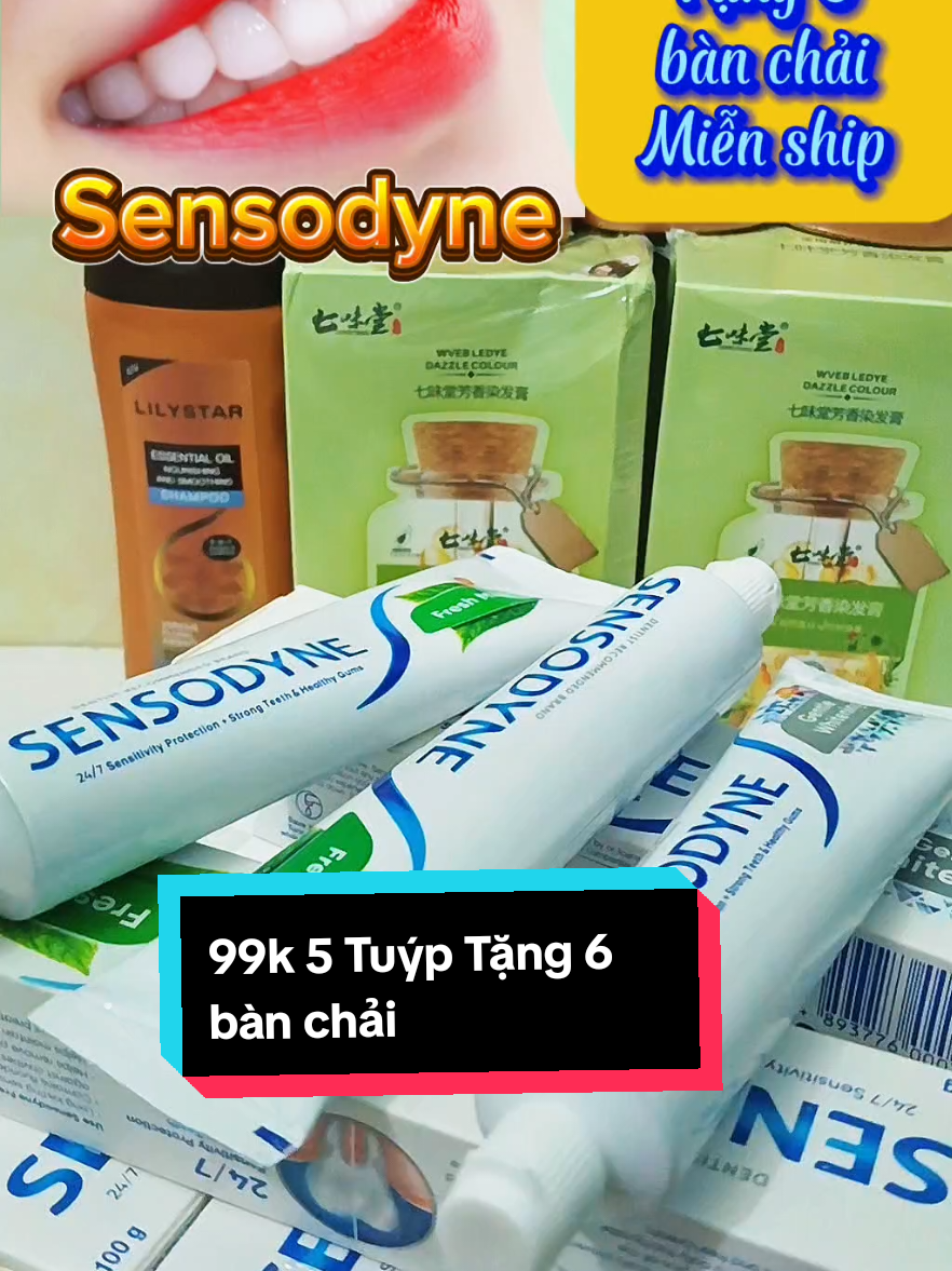 Mua 5 tuýp kem đánh răng Sensodyne được tặng 6 bàn chải. #kemdanhrang #kemtrangrang #kemdanhrangsensodyne #xuhuong #sensodyne  #muataitiktok #trangrang  #thuhagiadung68 @Thu Hà 68 