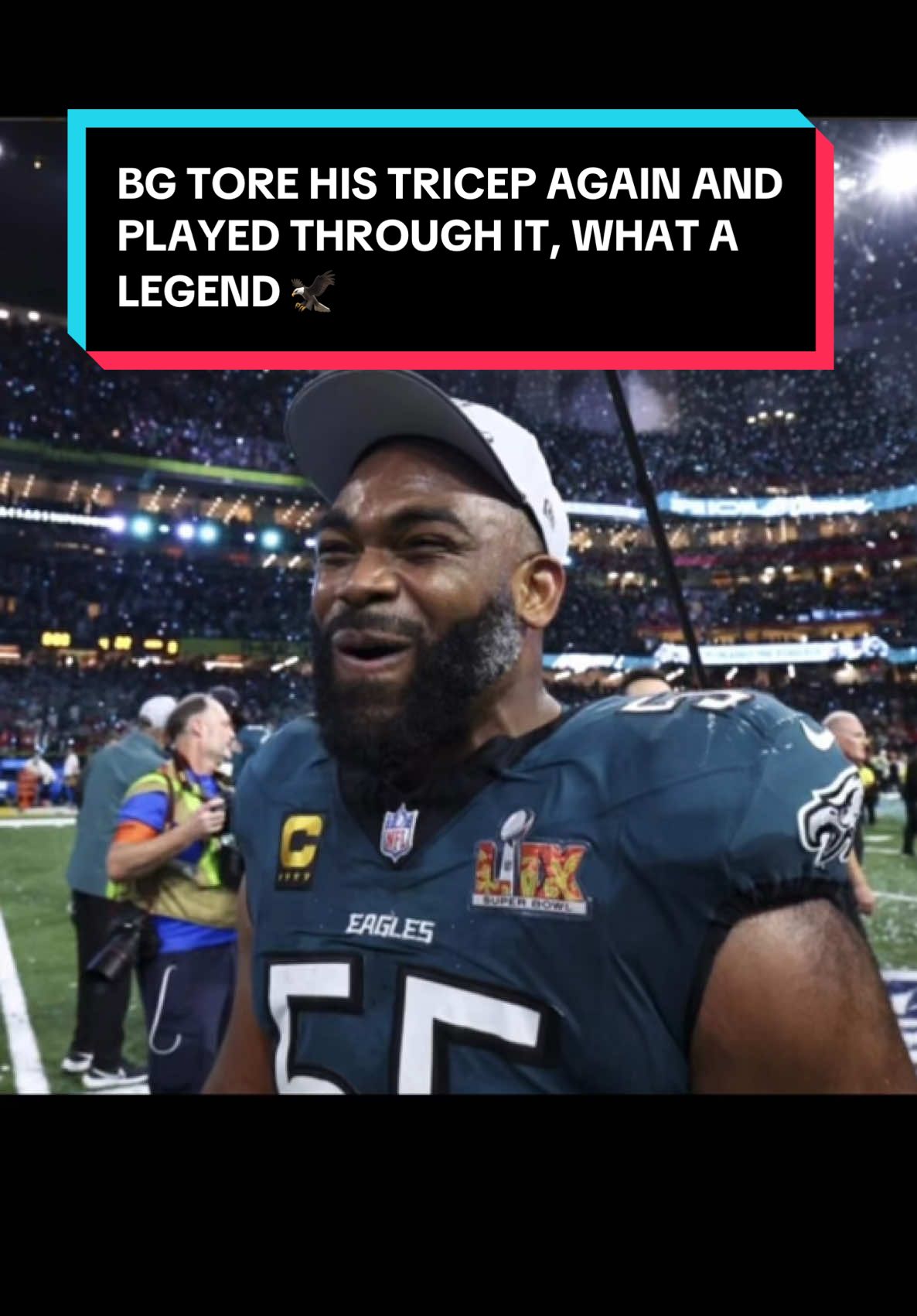 How legendary is BG for playing through the same ripped tricep, that is legendary! #fyp #foryoupage #flyeaglesfly🦅 #brandongraham 