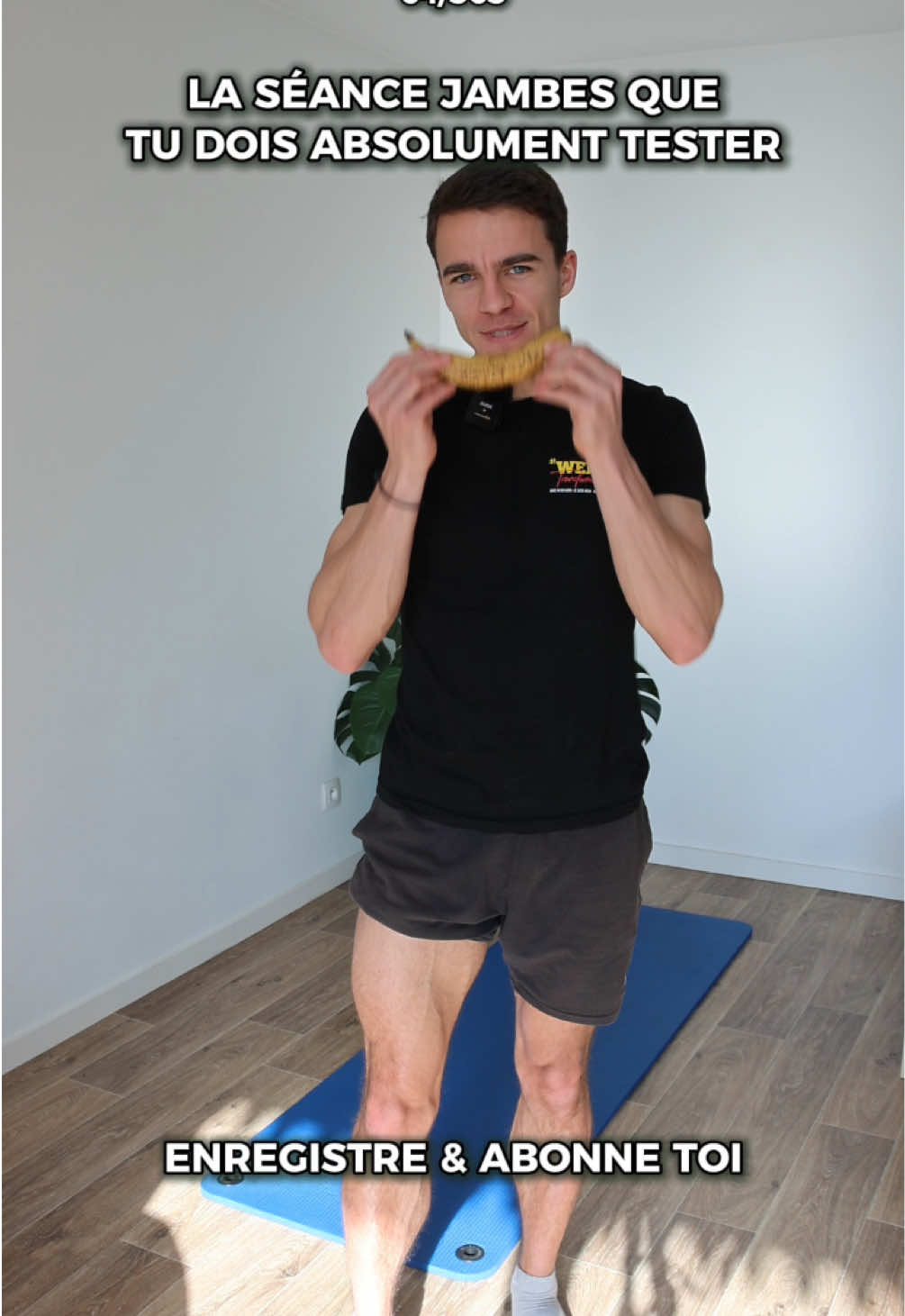 GARDE LA BANANE 🍌⤵️ 30 secondes par exercices : Squats 🥵 Fentes 🦿 Squats sautés 🔥 🔄 5 tours ⏱️ 10 secondes de repos entre les exercices ⏱️ 30 secondes de repos entre les tours ! Un circuit workout rapide à faire à la maison sans matériel pour les jambes !  #seancemaison #renfo #renforcementmusculaire💪 #sport 