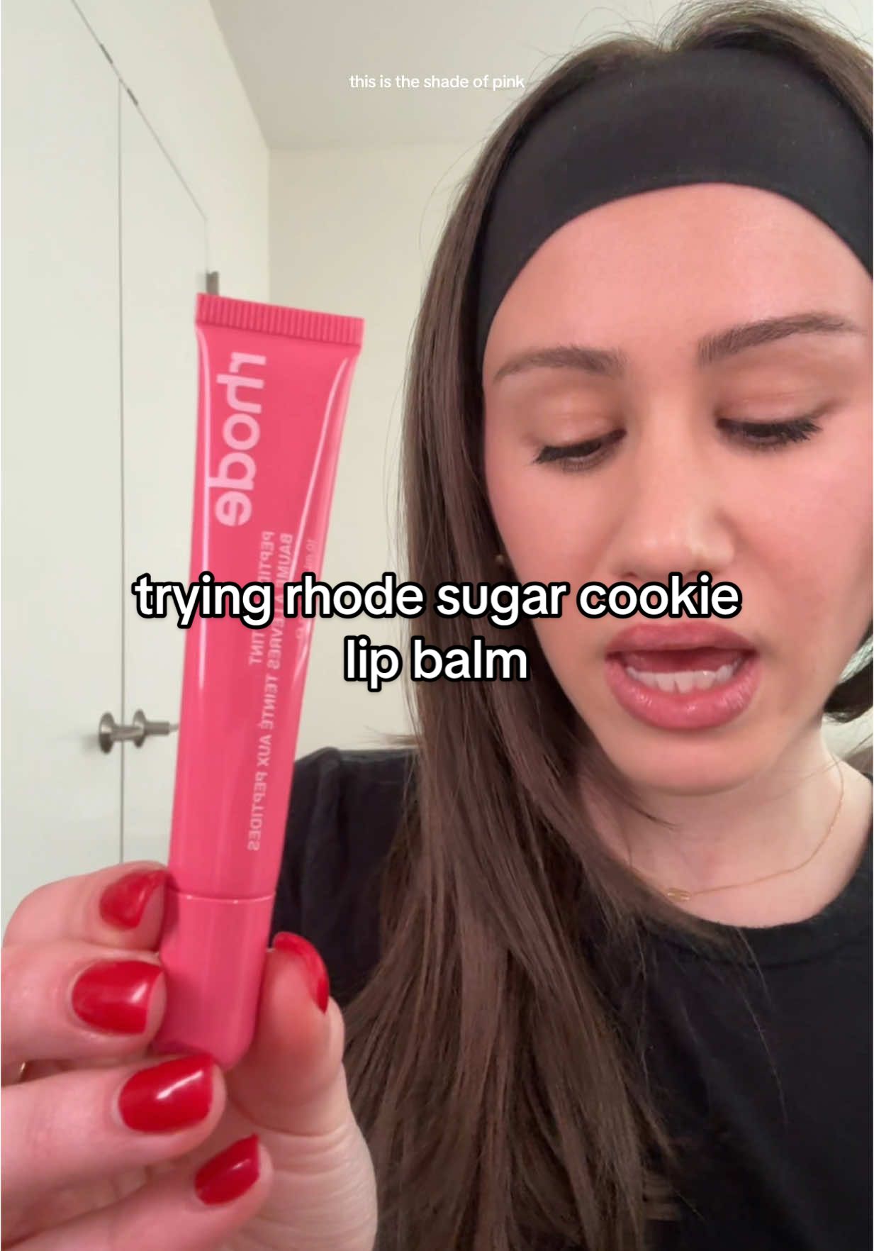 Replying to @emily 𐙚 trying the limited edition sugar cookie lip balm from @rhode skin #lips #lipbalm 