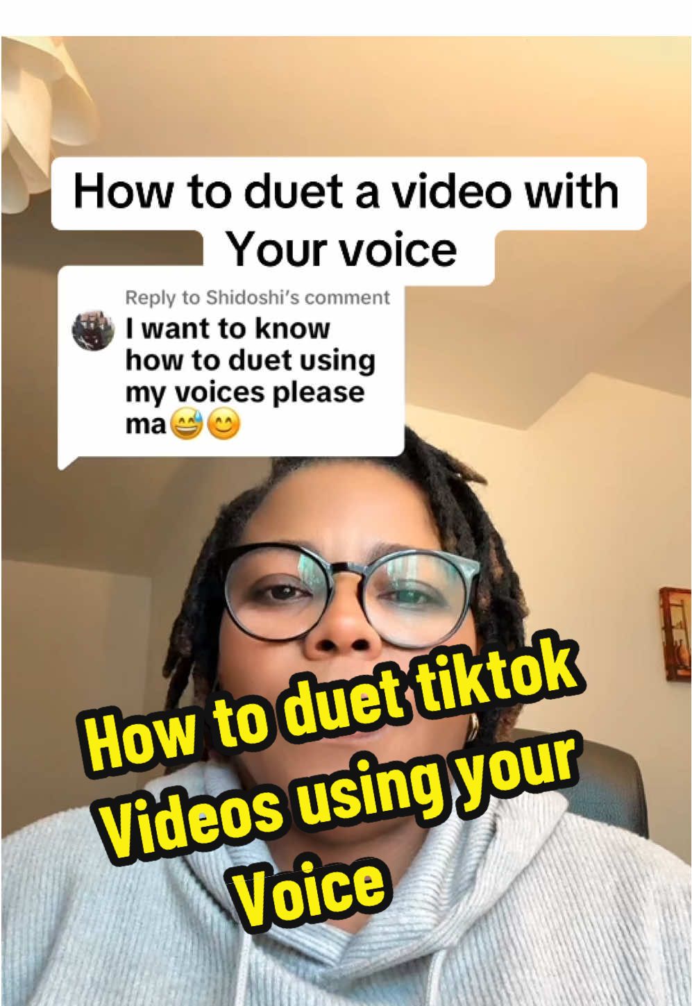 How to duet TikTok videos using your voice#tiktoktutorials#tiktoktips#contentcreator#dueting#creatorsearchinsight#mercyadabayo 