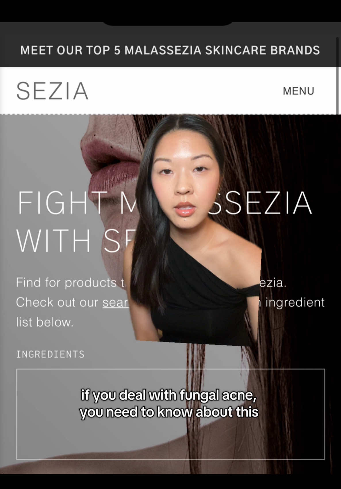 if you deal with fungal acne the way I do, this website (sezia.co) is a helpful resource for checking your products for FA triggers  #fungalacne #fungalacnetips #skintexture #malasseziafolliculitis #greenscreen 