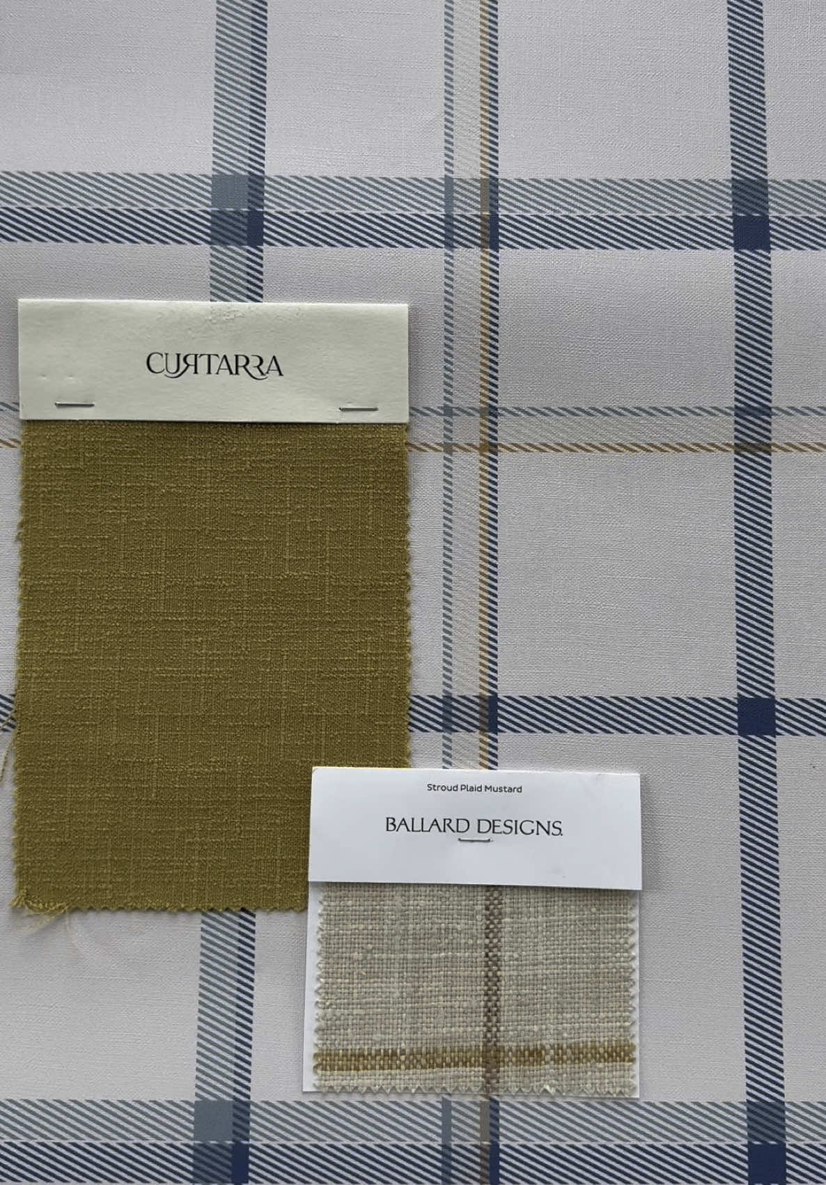 Choosing the finishing touches for my toddler's room makeover! Here is what I'm thinking for the little bench seat nook... I love the mustard yellow color in the wallpaper so I want to add more of that into his room. The mustard yellow swatch is for Roman shades. The plaid swatch is fabric for his bench seat! I love the idea of doing plaid in a different color scheme for his seat. Thoughts?? I'm so excited to see this room finally come together 🤗 #DIY #plaid #plaidroom #toddlerroom #benchseatnook #nook #bedroommakeover 