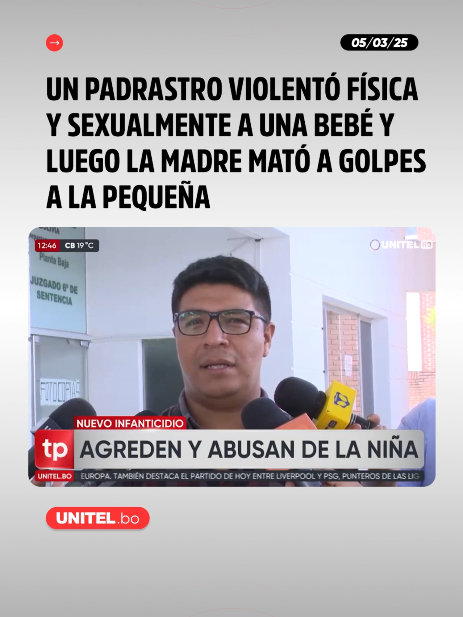 Un padrastro violentó física y sexualmente a una bebé y luego la madre mató a golpes a la pequeña #Unitel #Sociedad #Padrastro #Seguridad