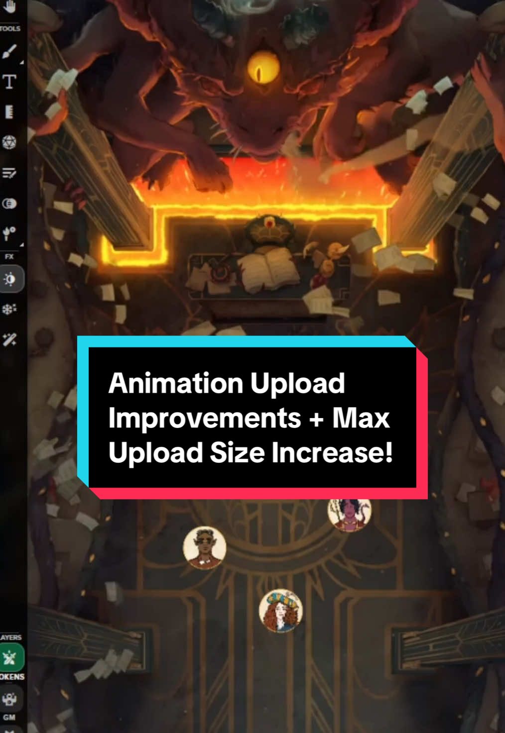 BIG Update: Uploading animations just got a lot easier! We also increased the max file upload size, stick around until the end to find out by how much. Bring your D&D adventures to life with animations 🌟 #roll20 #roll20app #dnd #ttrpg #indiegames #rpg 