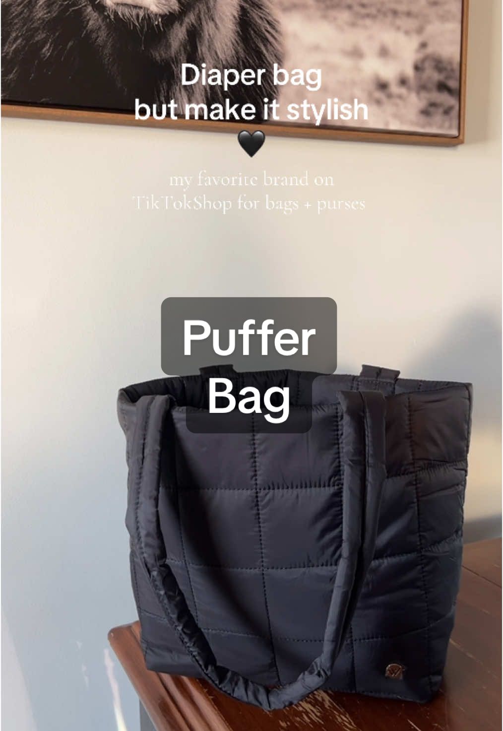 Puffer bag used as a diaper bag  #fyp #totebags #puffer #pufferbag #diaperbag #momthings #firsttimemom #momlife #momhack #pursetok #pursecollection #purseessentials #weatbroncobag 