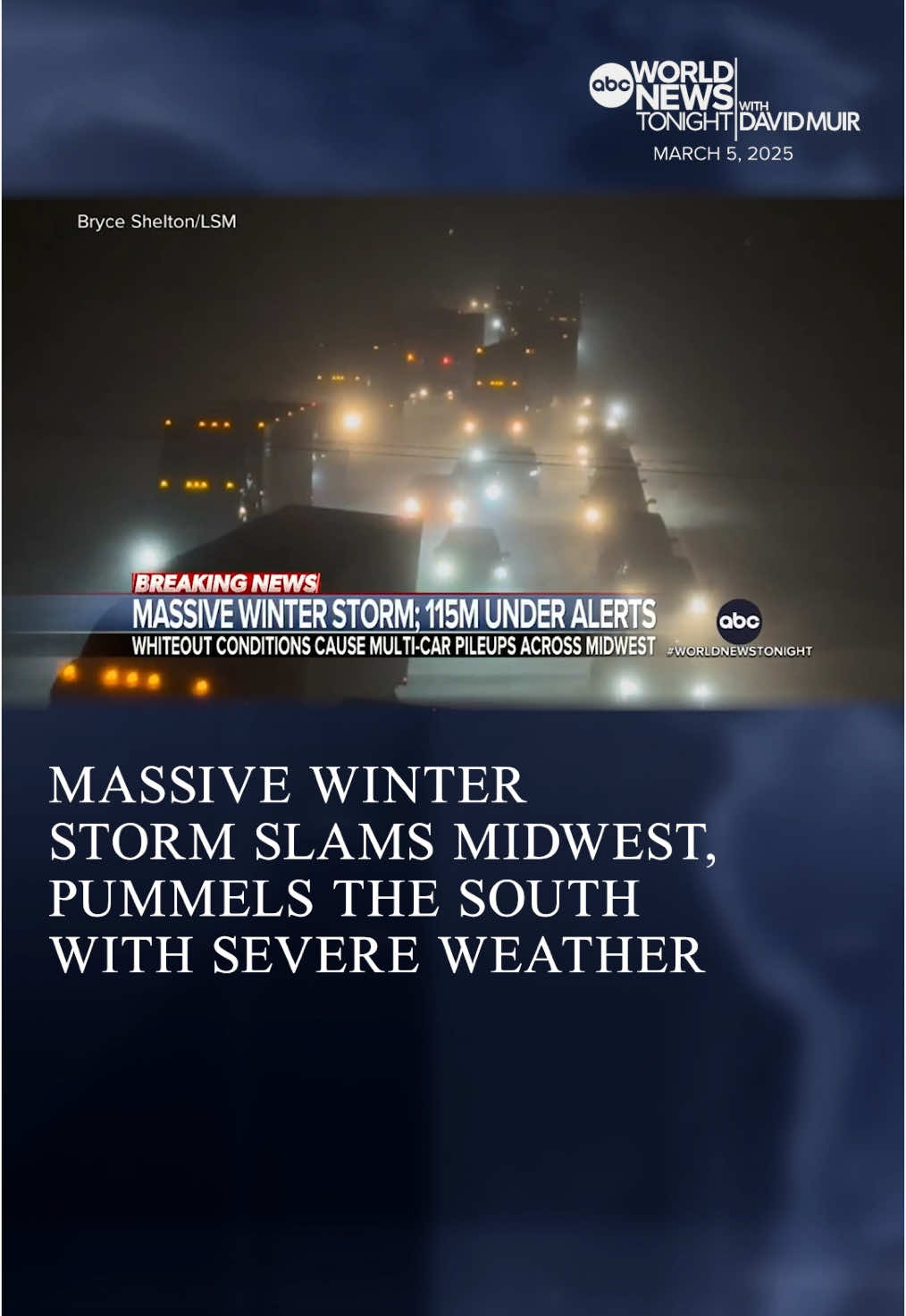 A massive storm brought blizzard conditions to the #Midwest, and pummeled the Plains and the South. At least three people have died in #Mississippi, including a man electrocuted from a fallen power line. #StephanieRamos reports as the #Northeast braces for the storm. #WorldNewsTonight #WNT #DavidMuir #News #ABCNews