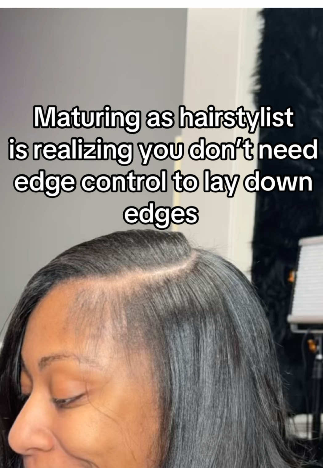 Edge control leaves the hair greasy & cakey 🙅🏾‍♀️#hairstylist #mississippihairstylist #quickweave #fyp 