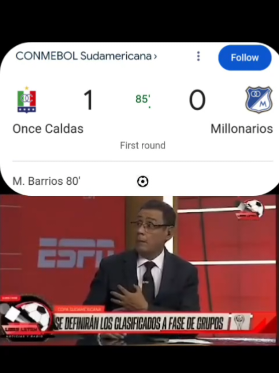 Pesa tanto el escudo de millonarios que no pueden ni con los equipos del Mismo pais en torneo internacinal 😂 siguenos en nuestro tik tok para más videos. Link en nuestras historias y en la bio Once Caldas 1-0 Millos Escudito #millonarios #millonariosfc #oncecaldas #copasudamericana 