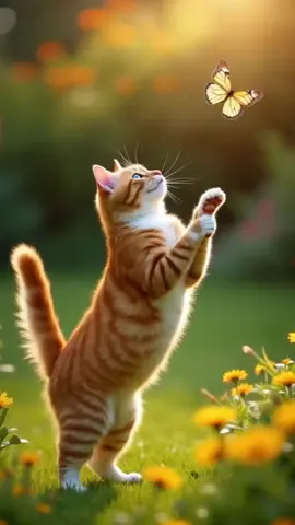 Cute kitten playing with butterfly 🦋🐈 #ai #cutecat #kittensoftiktok #aicat #aivideo #catlovers #catoftiktok #memestiktok #orangecat #butterfly #fyp #for_you #ramadankareem 