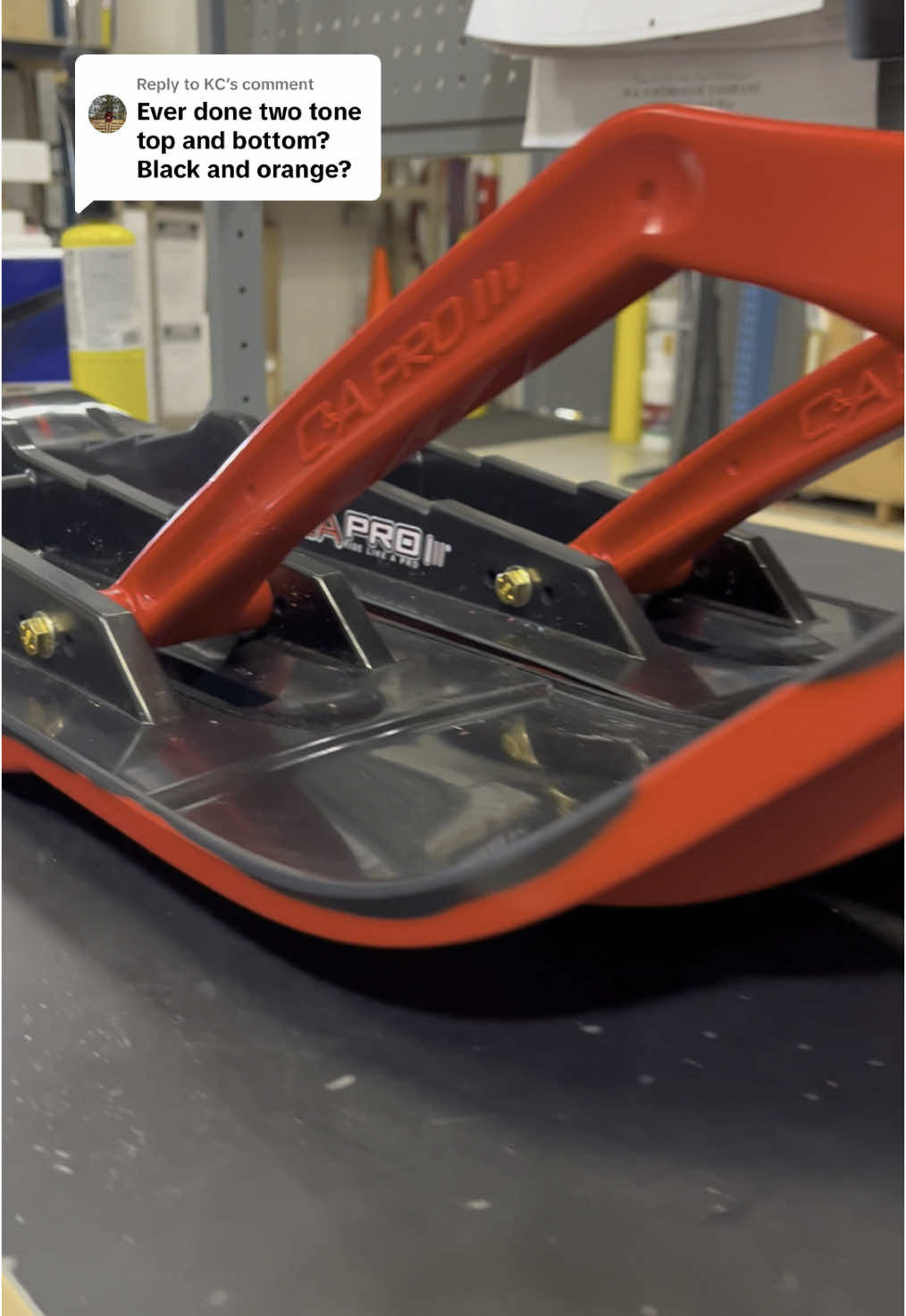 Replying to @KC A racer asked us to do these custom two-tone skis. Black on top, Red on bottom. 🔥 There’s a little color bleeding between the top and bottom, nothing we can do about that, but these turned out pretty sweet! What do you think? #caproskis #snowmobilelife #sleds #fyp #snowmobiles 