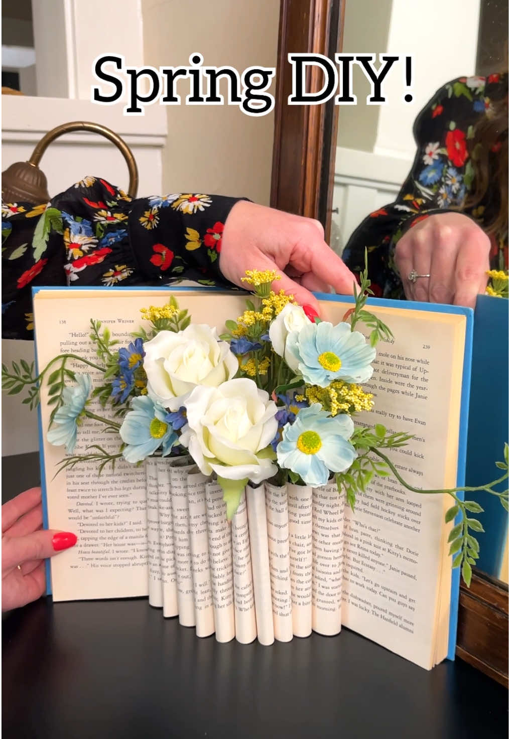 Thrift Store Book Transformation! 🌿 Transform an old book into stunning spring floral decor! #craft #spring #homedecor #flowers #thrifting 