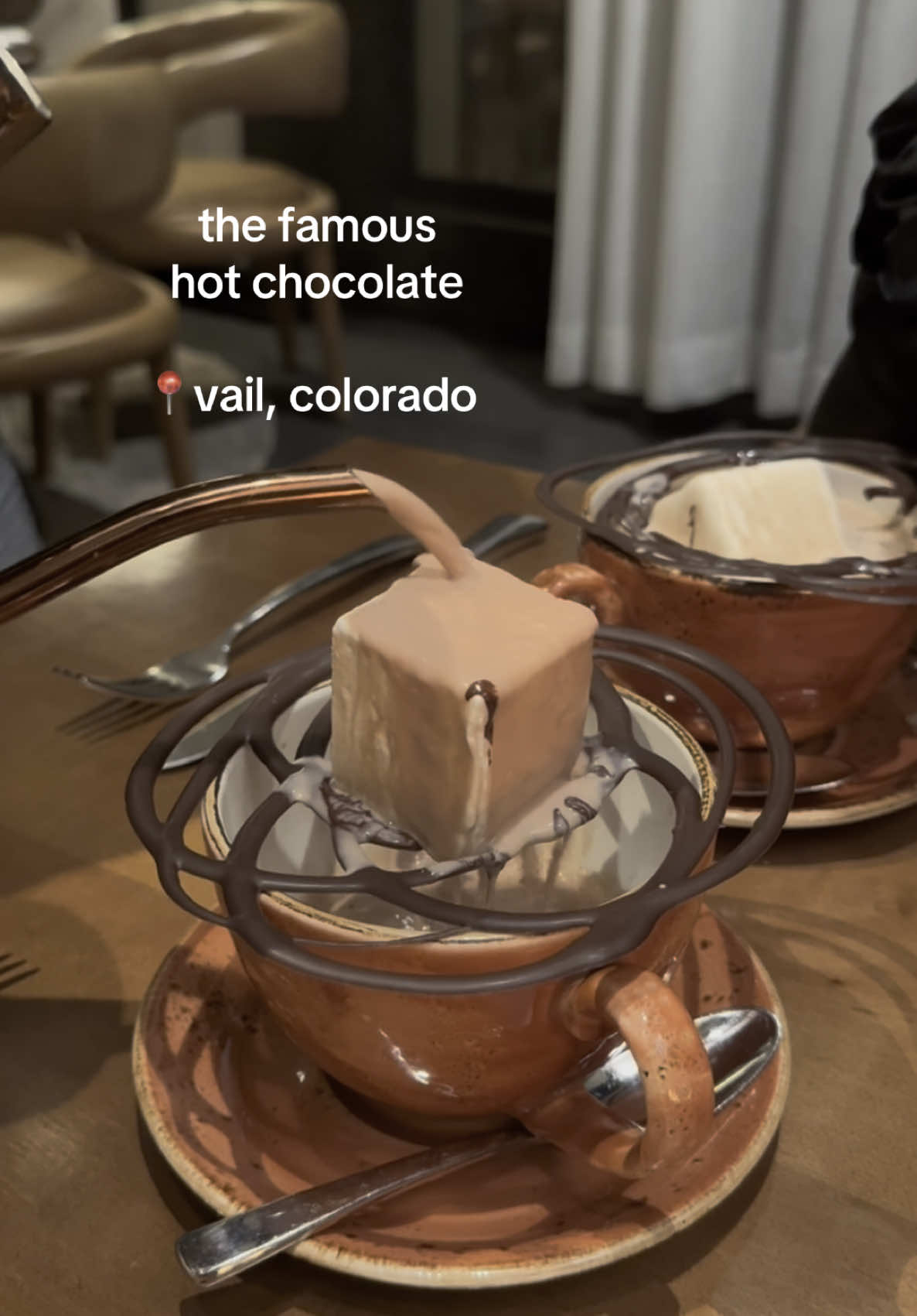 Finally got the famous hot chocolate in Vail, Colorado at the Four Seasons ☕️⛰️🌲❄️🎿 #vailcolorado #hotchocolate