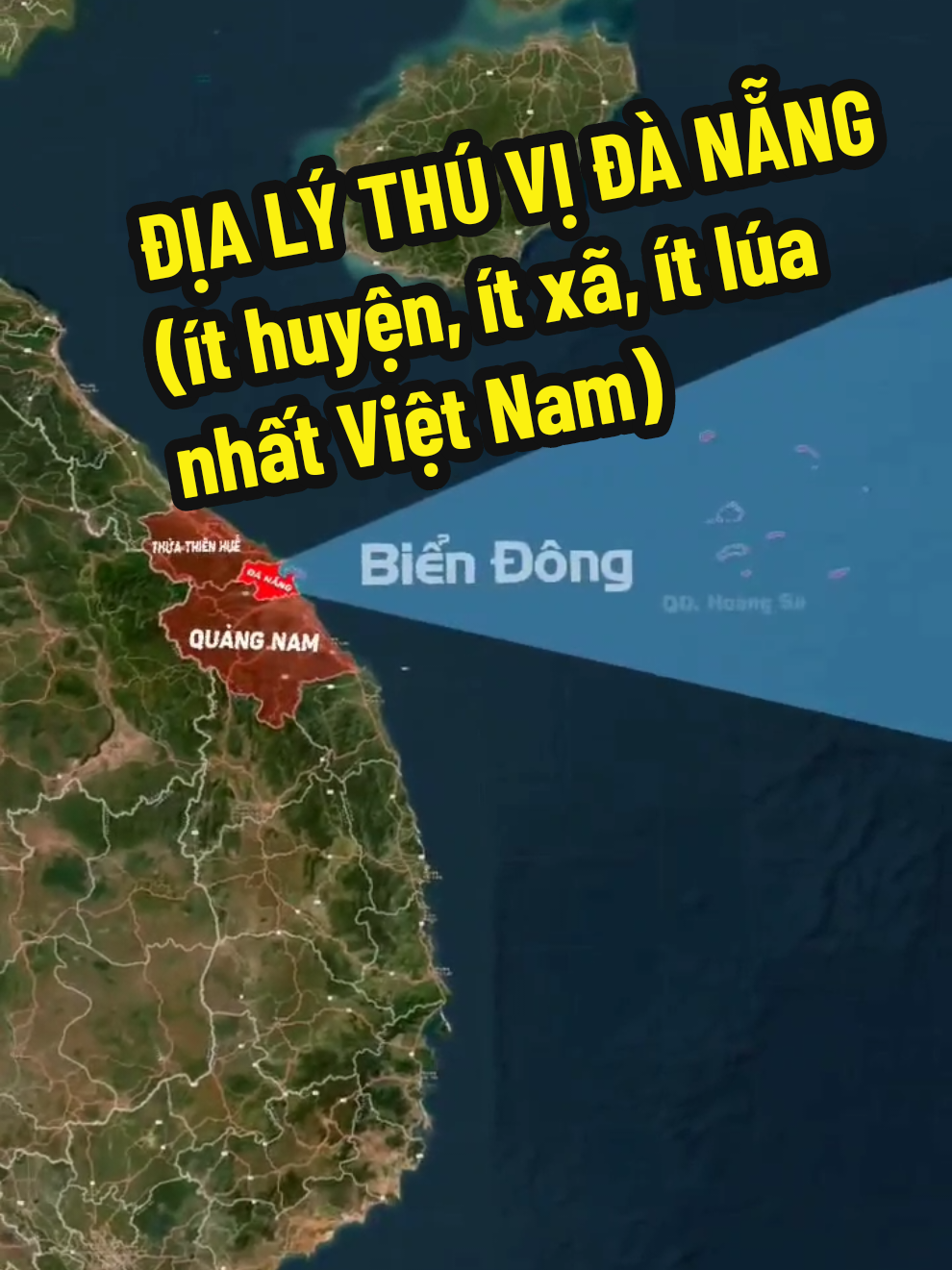 Đà Nẵng là tỉnh thành ít xã và ít huyện nhất Việt Nam, chỉ có 11 xã, 2 huyện và không có bất kỳ thị trấn nào, là thành phố trực thuộc trung ương nhỏ nhất nước ta nằm ở giữa đất nước với diện tích 1285 km² và dân số khoảng 1.2 triệu người, cách Hà Nội 766km và cách Thành phố Hồ Chí Minh 961 km. Đà Nẵng giáp Thành phố Huế, Quảng Nam và Biển Đông. Đà Nẵng gồm có 2 huyện là Hòa Vang và Hoàng Sa cùng với 6 quận là Liên Chiểu, Sơn Trà, Thanh Khê, Hải Châu, Cẩm Lệ và Ngũ Hành Sơn, huyện Hoàng Sa không đơn vị hành chính cấp xã. Theo quy hoạch, giai đoạn 2025 đến 2030, huyện Hòa Vang sẽ lên thị xã. Đà Nẵng có vị trí chiến lược quan trọng về quân sự như Pháp đã chọn Đà Nẵng để đổ bộ vào Việt Nam là một ví dụ. Đà Nẵng là tỉnh thành trồng ít lúa nhất và có tỷ lệ dân thành thị lên đến 87,8% cao nhất nước ta, hạ tầng đô thị đồng bộ, ít bị kẹt xe. Quy mô kinh tế của Đà Nẵng xếp thứ 17/63 năm 2024, thu nhập bình quân đầu người xếp thứ 6, có với nhiều nhà cao tầng. Biển số xe của Đà Nẵng là 43, mã vùng là 0236. Dân tộc chính là người Kinh, người Hoa và người Cơ Tu. Đà Nẵng thời Nguyễn thuộc tỉnh Quảng Nam. Năm 1905, Pháp tách Đà Nẵng khỏi Quảng Nam với tên Tourane đô thị kiểu phương Tây. Năm 1949 lấy lại tên Đà Nẵng, Sau nhiều xáo trộn, Đà Nẵng thuộc tỉnh Quảng Nam – Đà Nẵng. Năm 1996 tách tỉnh Quảng Nam – Đà Nẵng thành Quảng Nam và thành phố Đà Nẵng trực thuộc trung ương như ngày nay. Đà Nẵng có đầy đủ các loại hình giao thông, có các cảng biển lớn như Cảng Tiên Sa, Cảng Liên Chiểu, Cảng Sơn Trà. Thành phố có sân bay quốc tế Đà Nẵng đang hoạt động lớn thứ 3 Việt Nam sẽ tiếp tục được mở rộng, hiện đang sử dụng cho quân sự và dân sự, ngoài ra còn có Sân bay trực thăng Nước Mặn. Công nghiệp của Đà Nẵng khá phát triển với: Khu Công nghiệp Hòa Khánh, Khu Công Nghiệp Liên Chiểu, Khu Công Nghiệp Hoà Cầm, Khu công nghệ cao Đà Nẵng và nhiều khu, cụm công nghiệp, khu công nghệ khác. Nổi tiếng là một trong những thành phố sạch đẹp nhất Việt Nam, du lịch Đà Nẵng có thương hiệu quốc tế và là ngành kinh tế mũi nhọn của thành phố, các địa điểm nổi tiếng như: Khu tổ hợp du lịch Bà Nà Hills với tuyến cáp treo nhiều kỷ lục thế giới, Cầu Vàng độc đáo, Vòng quay Mặt Trời, Bãi biển Mỹ Khê, Danh Thắng Ngũ Hành Sơn, Cầu quay sông Hàn, Cầu Rồng, Cầu Trần Thị Lý, Cầu khóa tình yêu, Tượng cá chép hóa rồng, Thành Điện Hải, Suối Mơ, Cầu vượt Ngã Ba Huế, Công viên châu Á, Bán đảo Sơn Trà, Làng nước mắm Nam Ô, Làng đá Non Nước, Làng Bánh Tráng Túy Loan, Chùa Linh Ứng, Nhà Thờ chính tòa Đà Nẵng, Hồ Xanh, Hải đăng Tiên Sa, Hải đăng Thuận Phước, Mũi Nghê, Ghềnh Bàng, Phố đi bộ Bạch Đằng, Lễ hội pháo hoa Quốc tế... Đặc Sản Đà Nẵng như: Mì Quảng, Cao lầu, Bánh tráng cuốn thịt heo, Gỏi cá và nước mắm Nam Ô, Bánh xèo, Bê thui cầu Mống, Chả bò Đà Nẵng, Cá Thu một nắng, Mực sữa rim me, Tré Bà Đệ, Rong biển Mỹ Khê, Bánh đậu xanh nhân thịt, Bánh khô mè Cẩm Lệ, Trà sâm dứa... Người nổi tiếng Đà Nẵng như: Trần Quang Diệu, Thoại Ngọc Hầu, Ông Ích Khiêm, Thái Phiên, Lê Văn Hiến, Mẹ Nhu, Nguyễn Bá Thanh, Hoàng Tuấn Anh, Hồ Nghĩa Dũng, Nguyễn Văn Sơn, Hoàng Hải, Mỹ Tâm, Kasim Hoàng Vũ, The Men Lê Hoàng, Lê Cát Trọng Lý, Thanh Hằng, Only C, Trương Thế Vinh, Tố Ny, Tố My, Nam Cường... #danang #dialythuvi #dialythuvidanang 