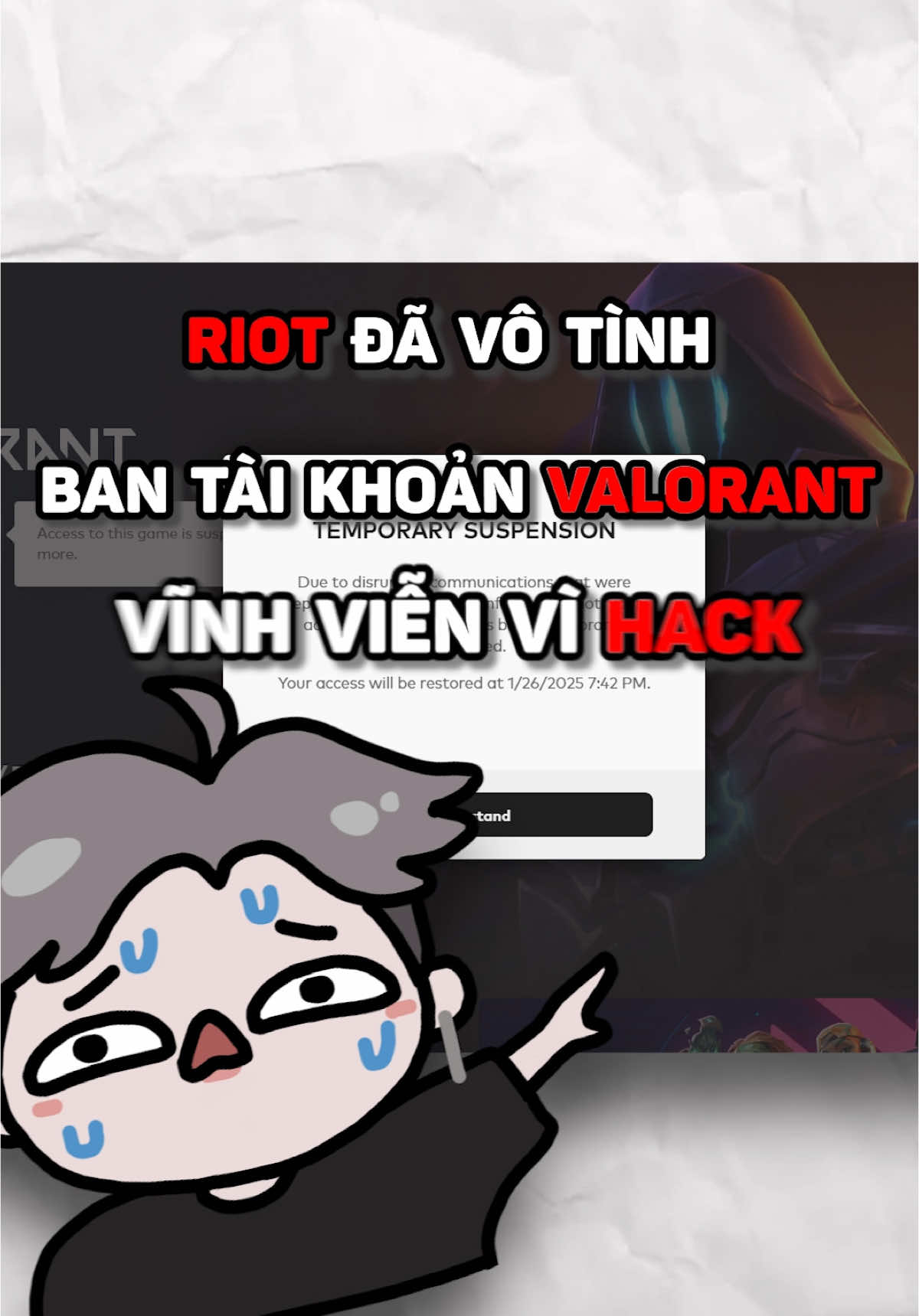 Riot ban tôi vì nghĩ tôi sử dụng hack #Valorant #valorantclips #valorantvn #valorantcreatorrush #GamingOnTikTok #valorantgaming #valoranthighlights #valorantbanned #fyp #xuhuong #viral @VALORANT VIỆT NAM 