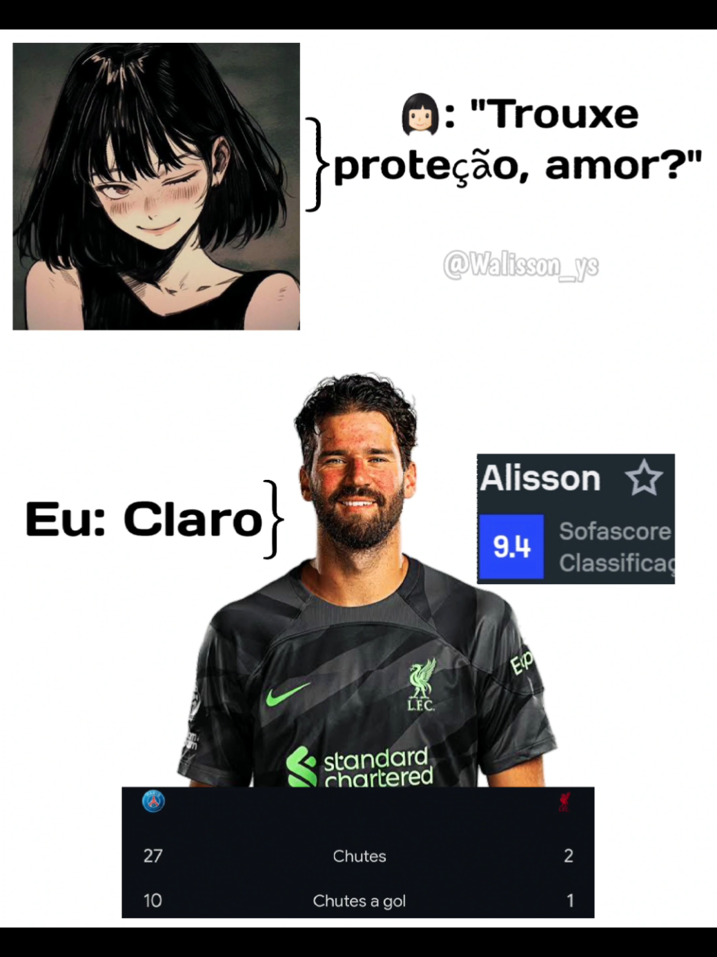 PSG amassou o Liver, mas no gol tinha o Alisson prime ☠️ #liverpool #alisson #alissonbecker #psg #championsleague #futebol #viral #fyp 